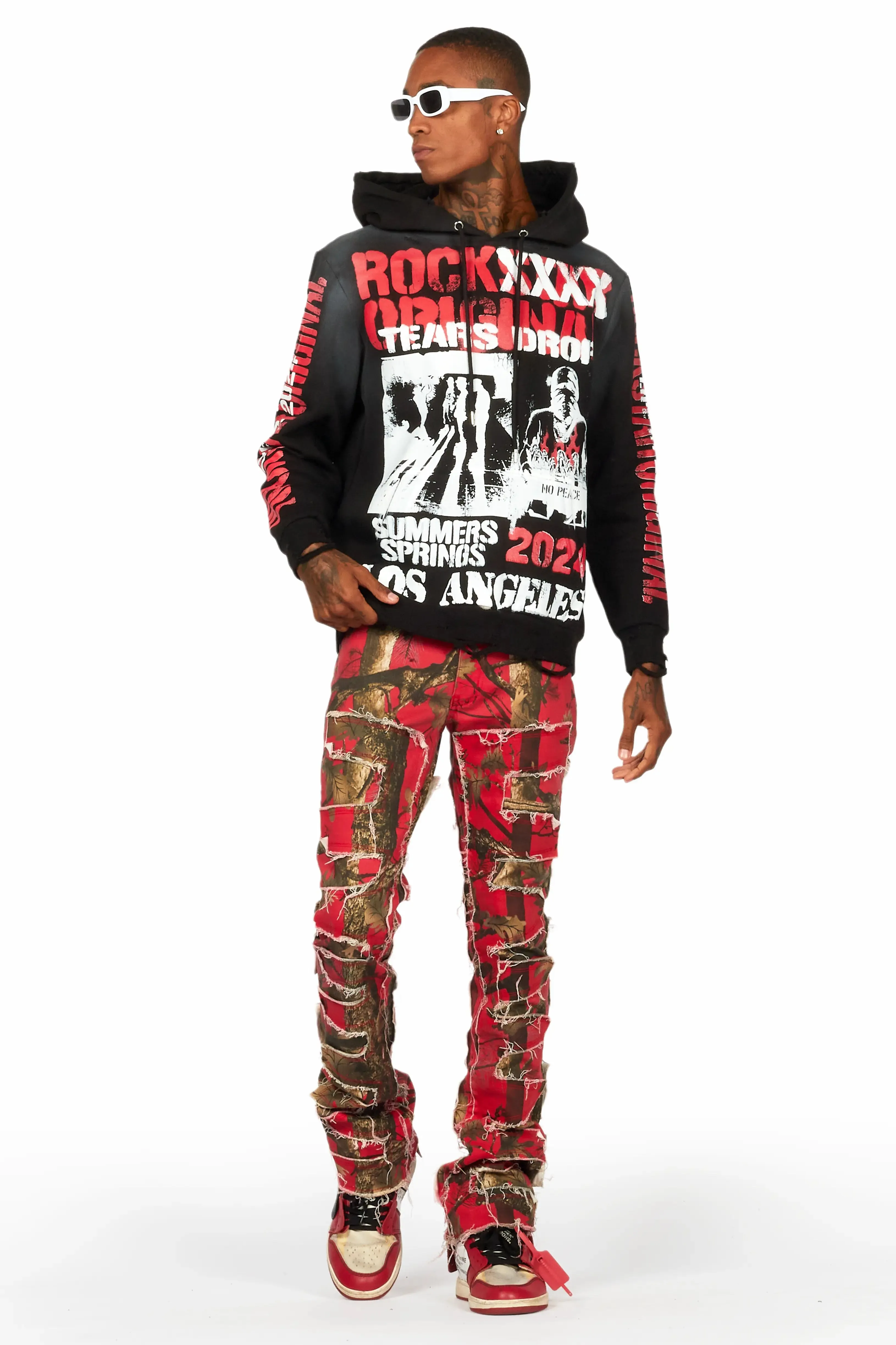 Omer Black Distressed Graphic Hoodie sold by Rockstar Original product image thumbnail 2