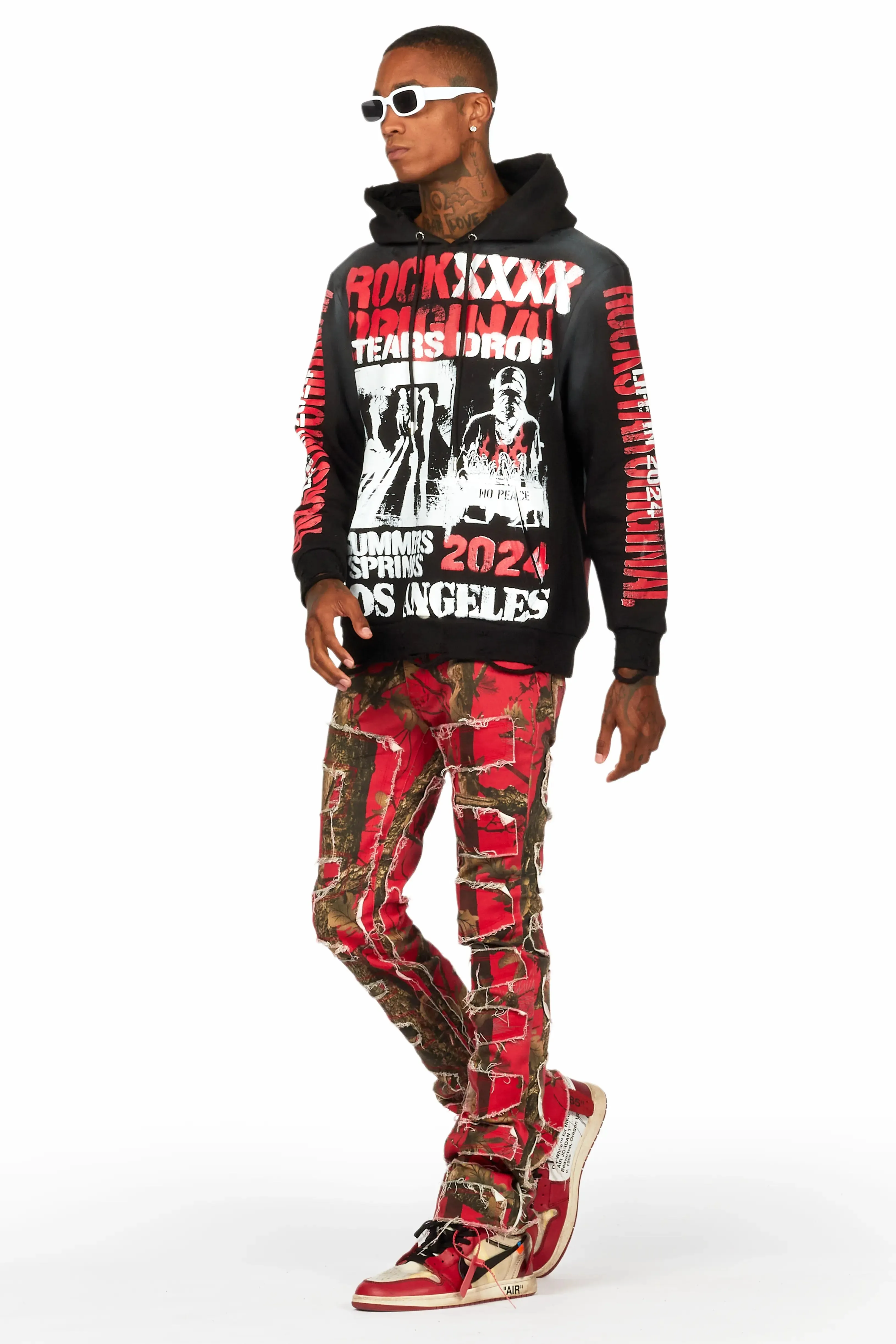 Omer Black Distressed Graphic Hoodie sold by Rockstar Original product image thumbnail 5