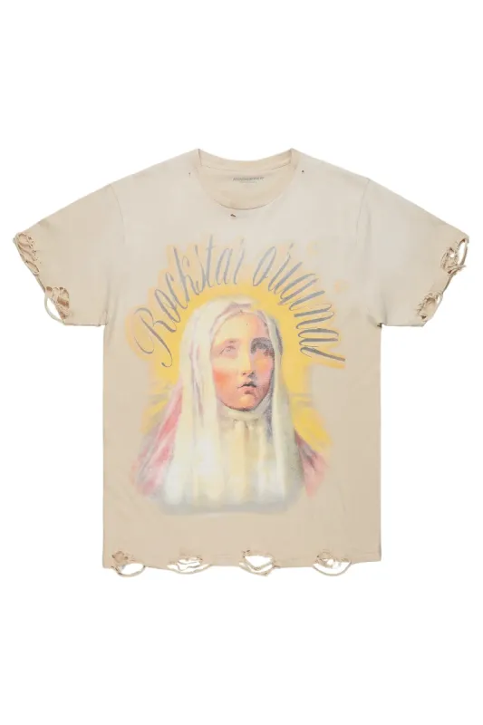 Mary Beige Oversized T-Shirt sold by Rockstar Original