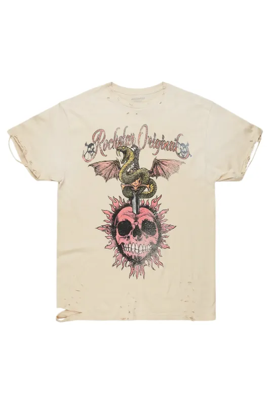 Banjo Beige Graphic Oversized T-Shirt sold by Rockstar Original