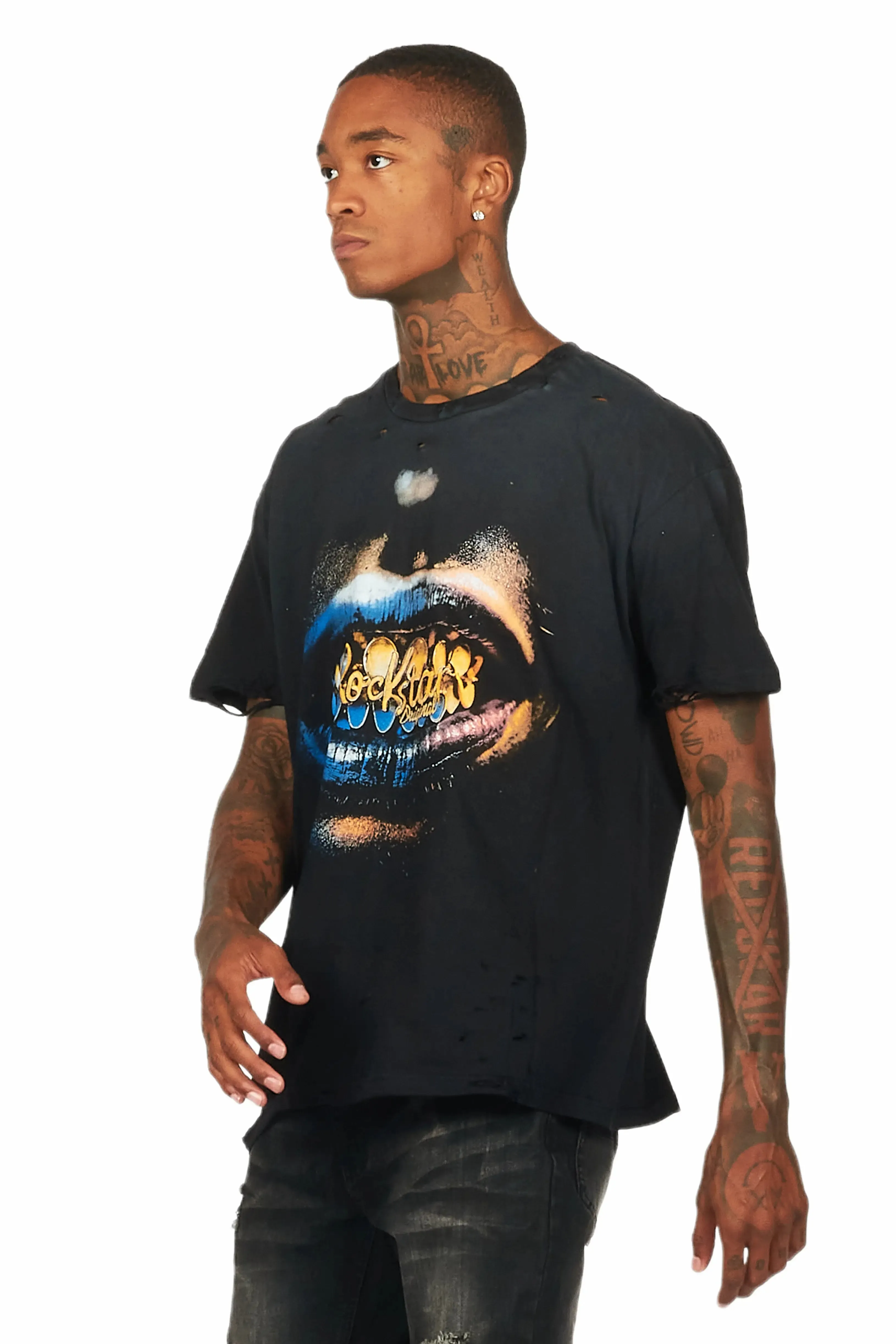 Jabbar Black Graphic Oversized T-Shirt sold by Rockstar Original product image thumbnail 5