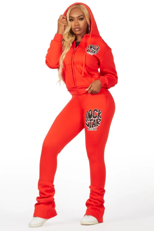 Teagan Bright Coral Zip Up Super Stacked Trackset sold by Rockstar Original