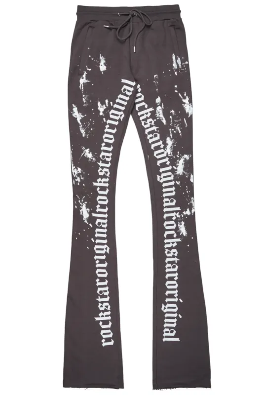 Adwin Painter Vintage Grey Super Stacked Flare Pants sold by Rockstar Original