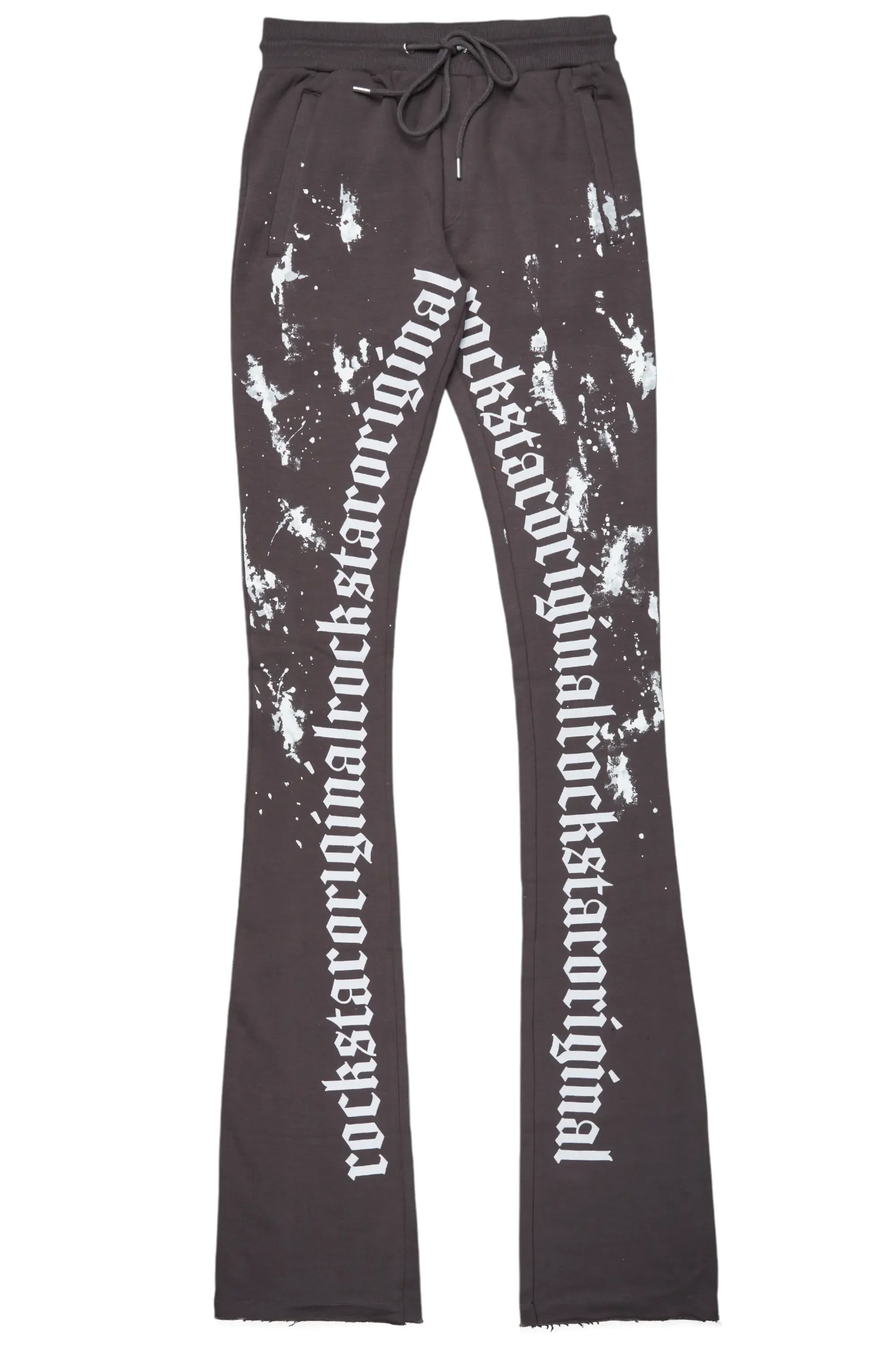 Adwin Painter Vintage Grey Super Stacked Flare Pants sold by Rockstar Original