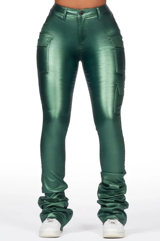 Vixen Metallic Green Cargo Super Stacked Pant sold by Rockstar Original
