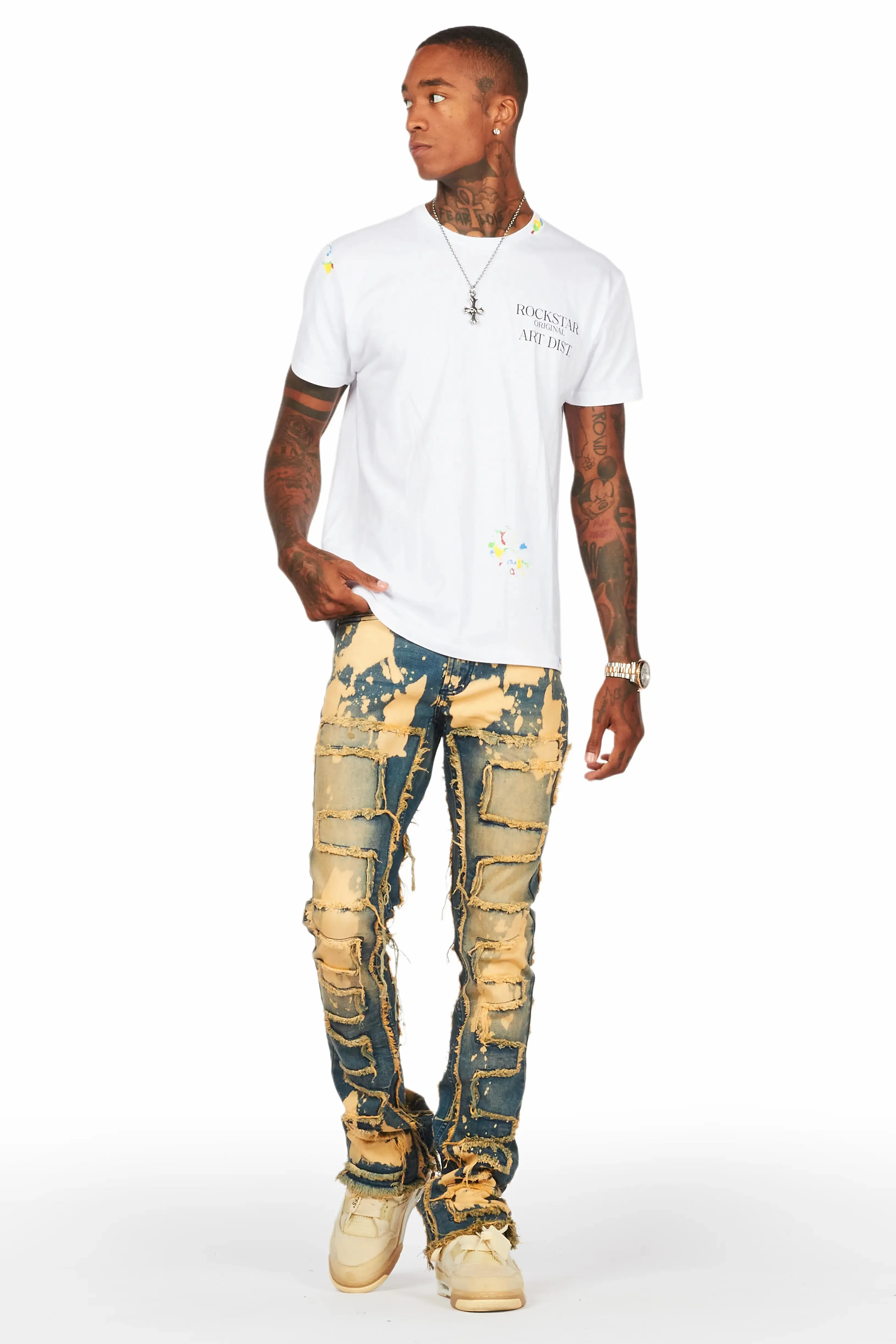 Laban Dirty Blue Bleach Stacked Flare Jean sold by Rockstar Original product image thumbnail 3