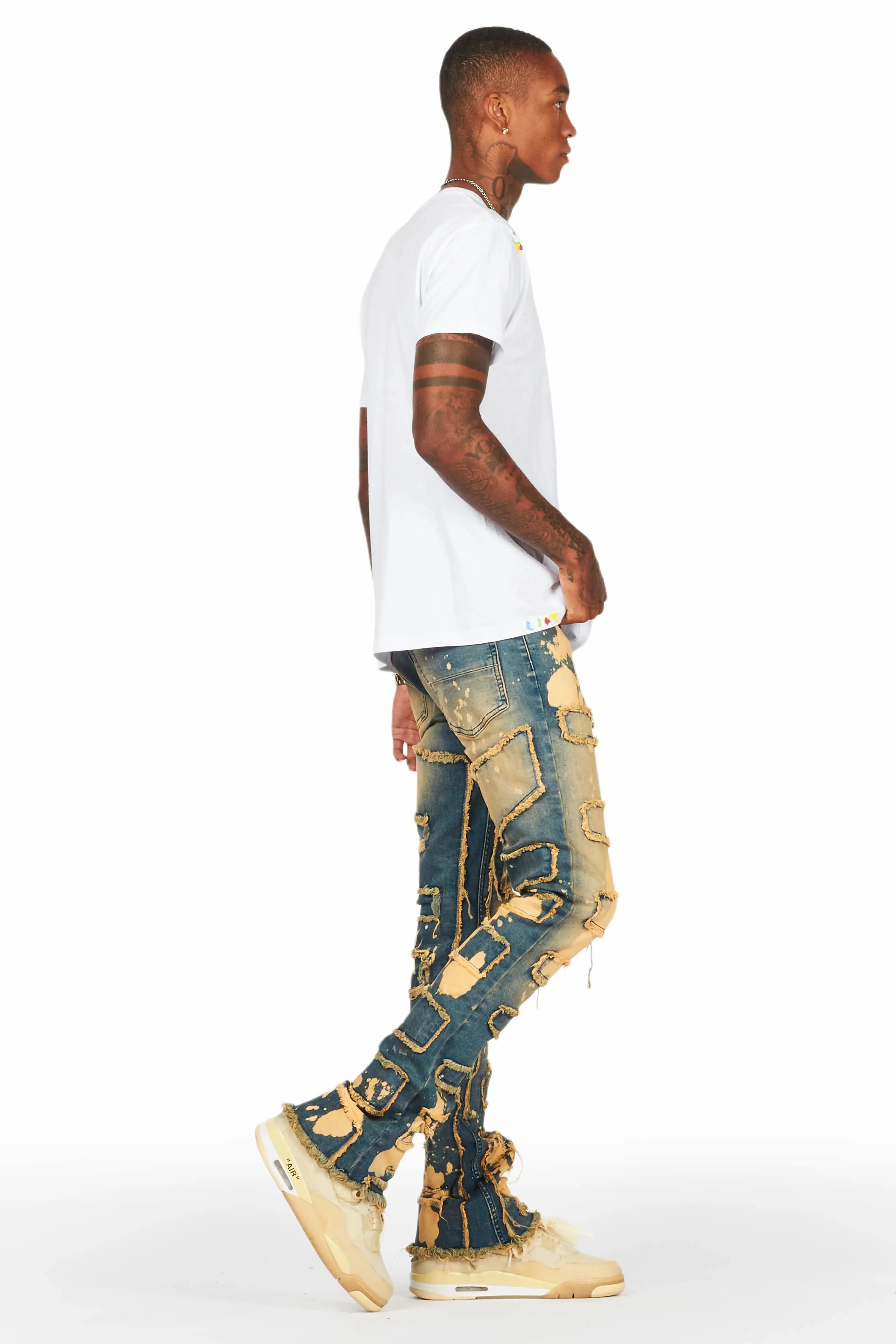 Laban Dirty Blue Bleach Stacked Flare Jean sold by Rockstar Original product image thumbnail 4