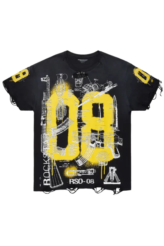 Atsen Black Oversized Graphic T-Shirt sold by Rockstar Original