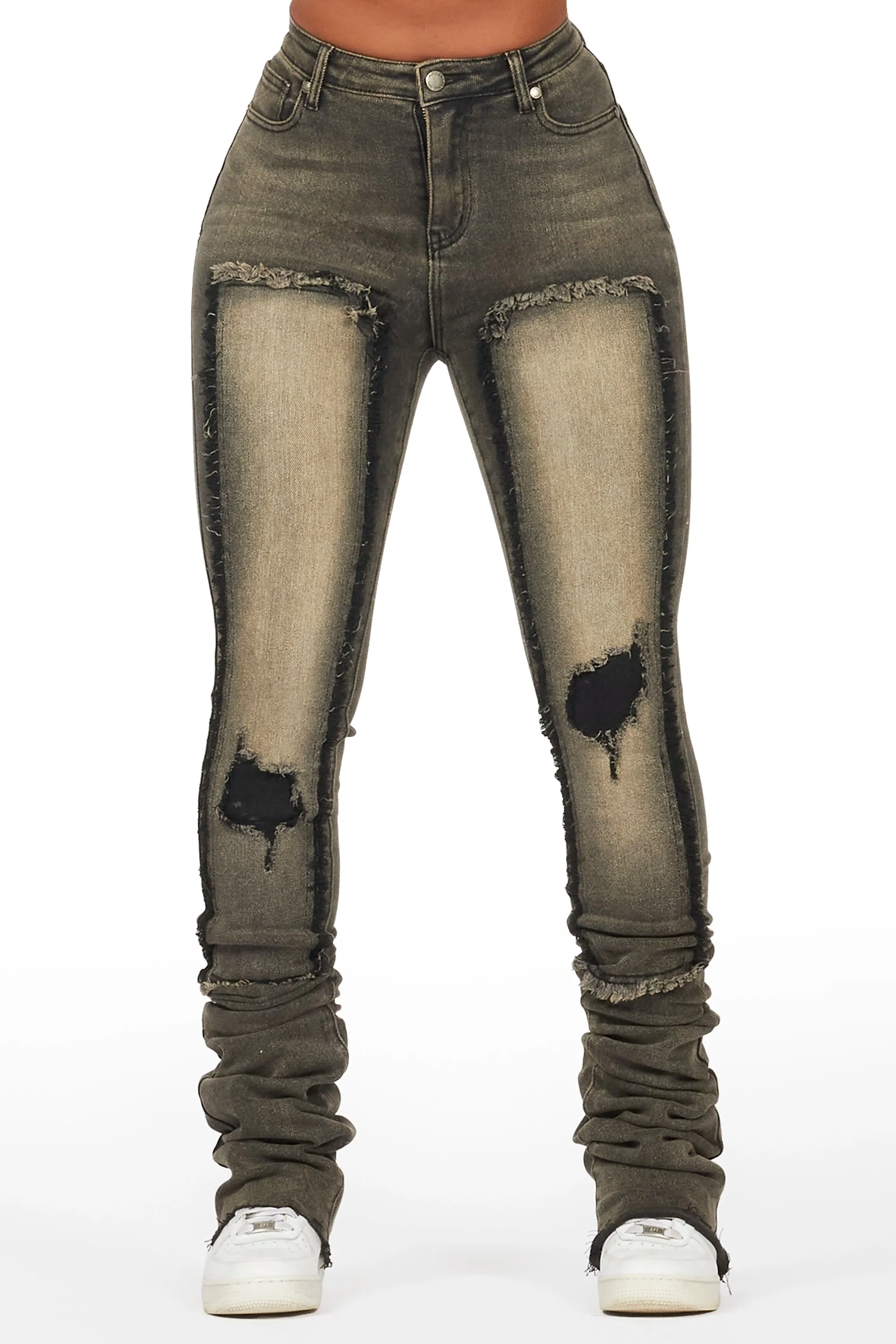 Kersten Tinted Black Wash Super Stacked Jean sold by Rockstar Original