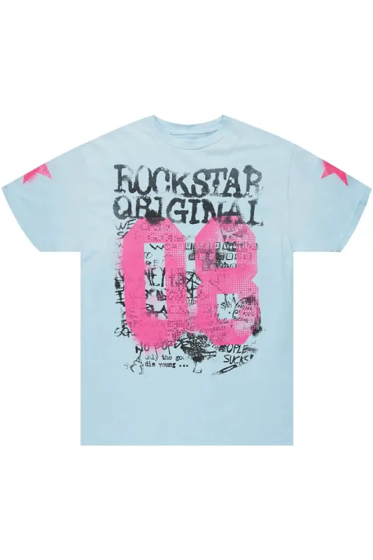 Addax Blue Graphic Oversized T-Shirt sold by Rockstar Original