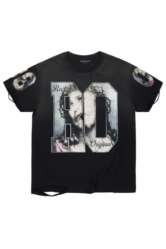 Lainer Black Graphic Oversized T-Shirt sold by Rockstar Original