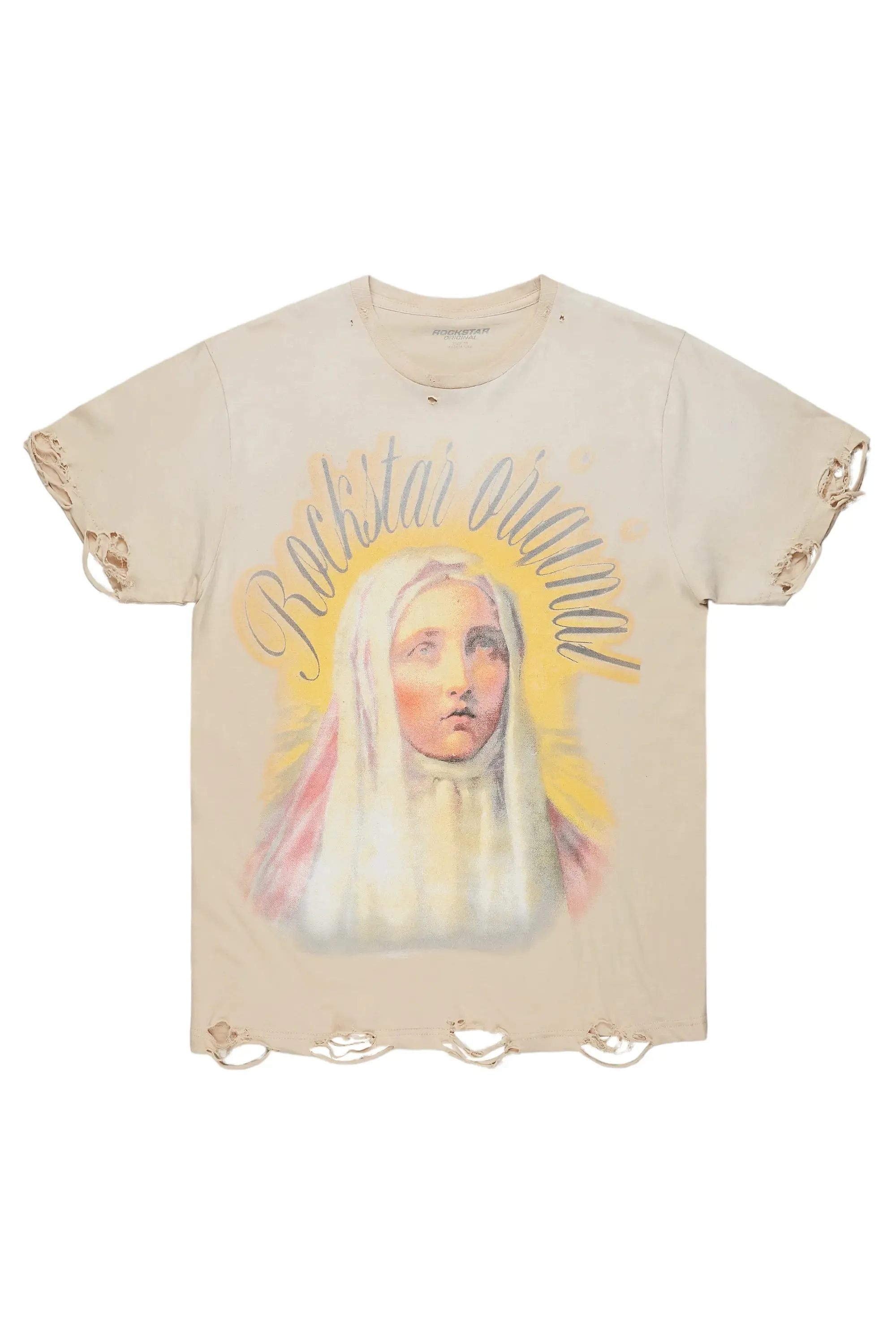 Cary Beige Graphic Oversized T-Shirt sold by Rockstar Original