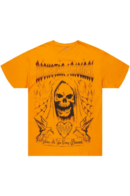 Pogboom Orange Graphic Oversized T-Shirt sold by Rockstar Original
