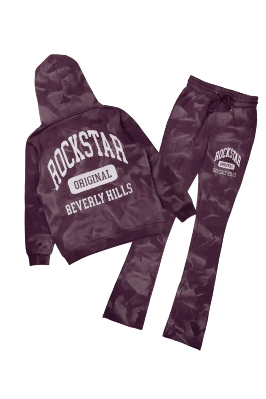 Member Purple Hoodie Patchwork Stacked Flare Track Set sold by Rockstar Original