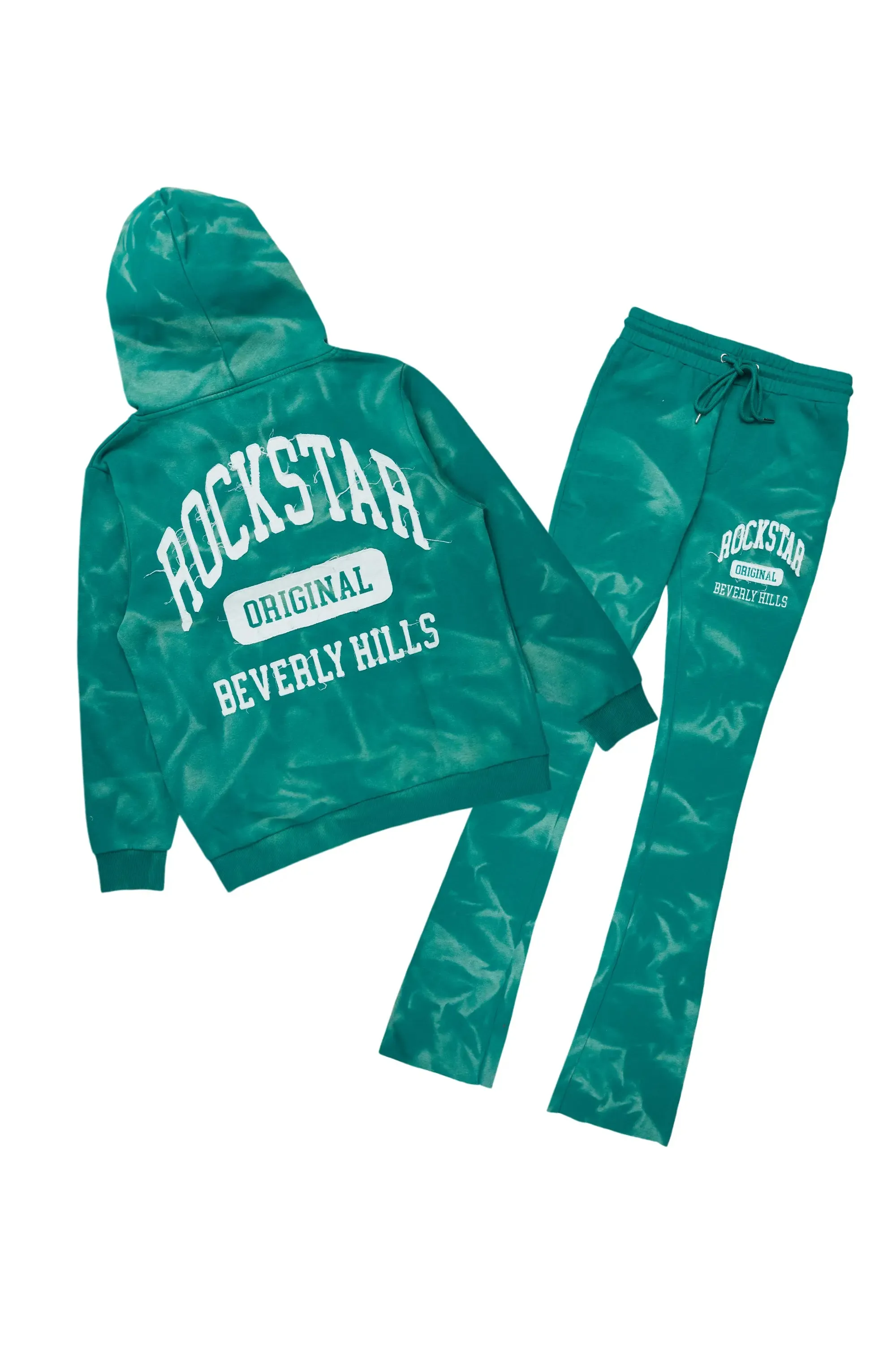 Member Green Hoodie Patchwork Stacked Flare Track Set sold by Rockstar Original