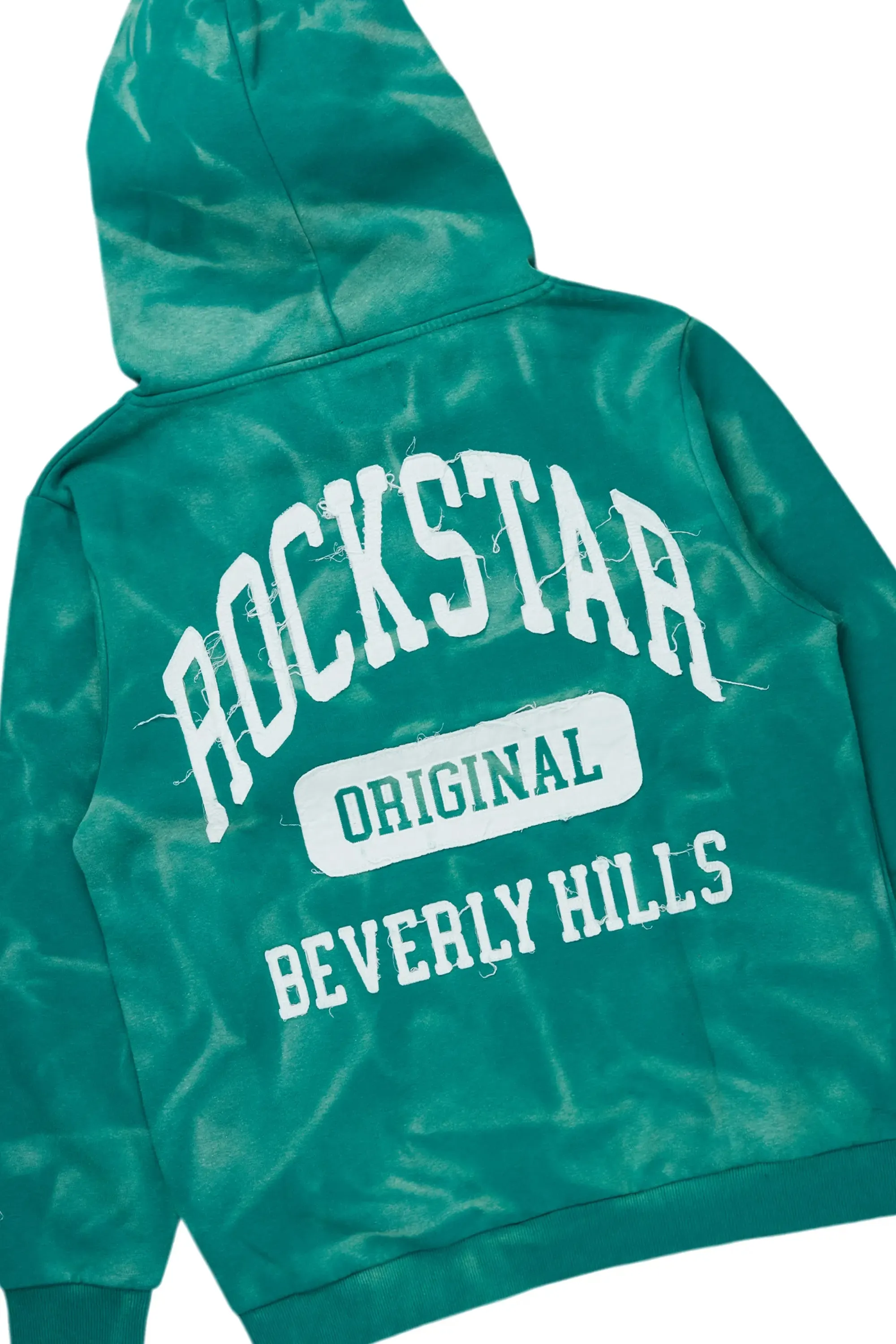 Member Green Hoodie Patchwork Stacked Flare Track Set sold by Rockstar Original product image thumbnail 3