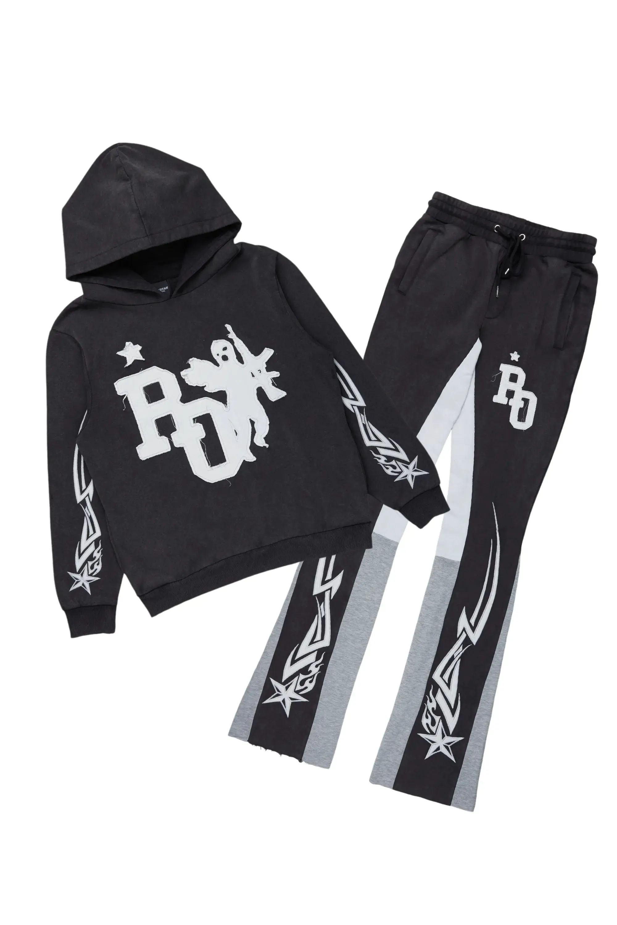 Pluton Black Patchwork Stacked Track Set sold by Rockstar Original