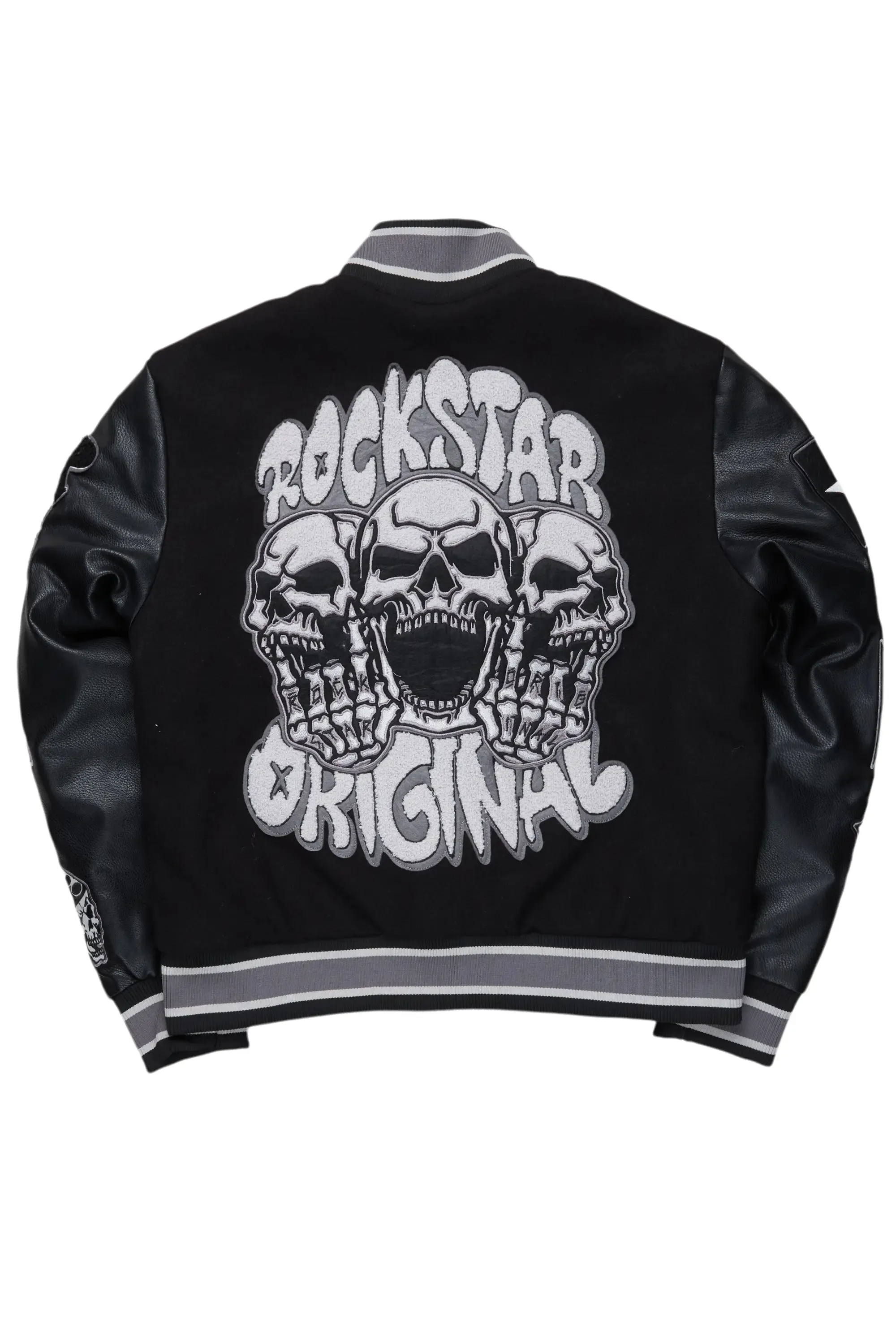 Vidar Black Varsity Jacket sold by Rockstar Original product image thumbnail 4