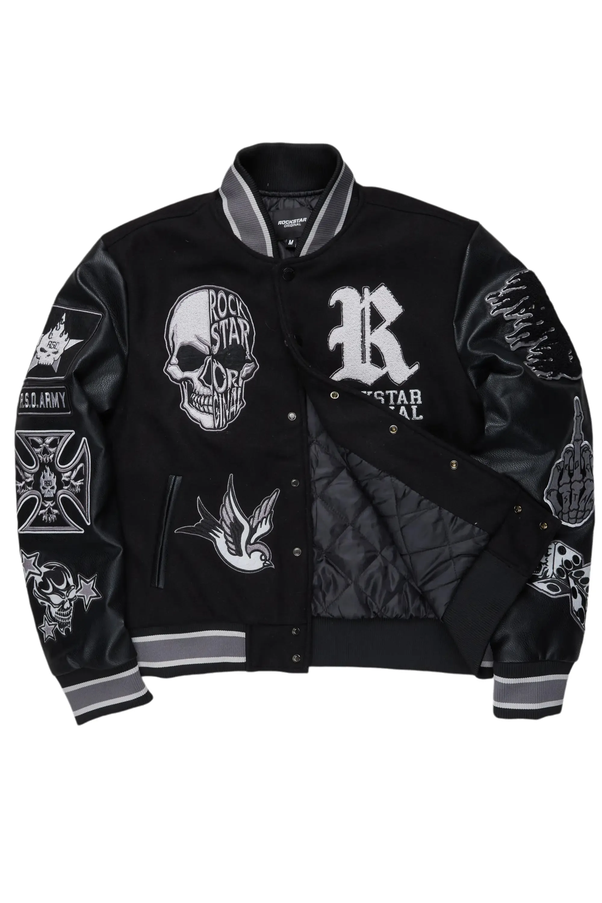 Vidar Black Varsity Jacket sold by Rockstar Original product image thumbnail 2