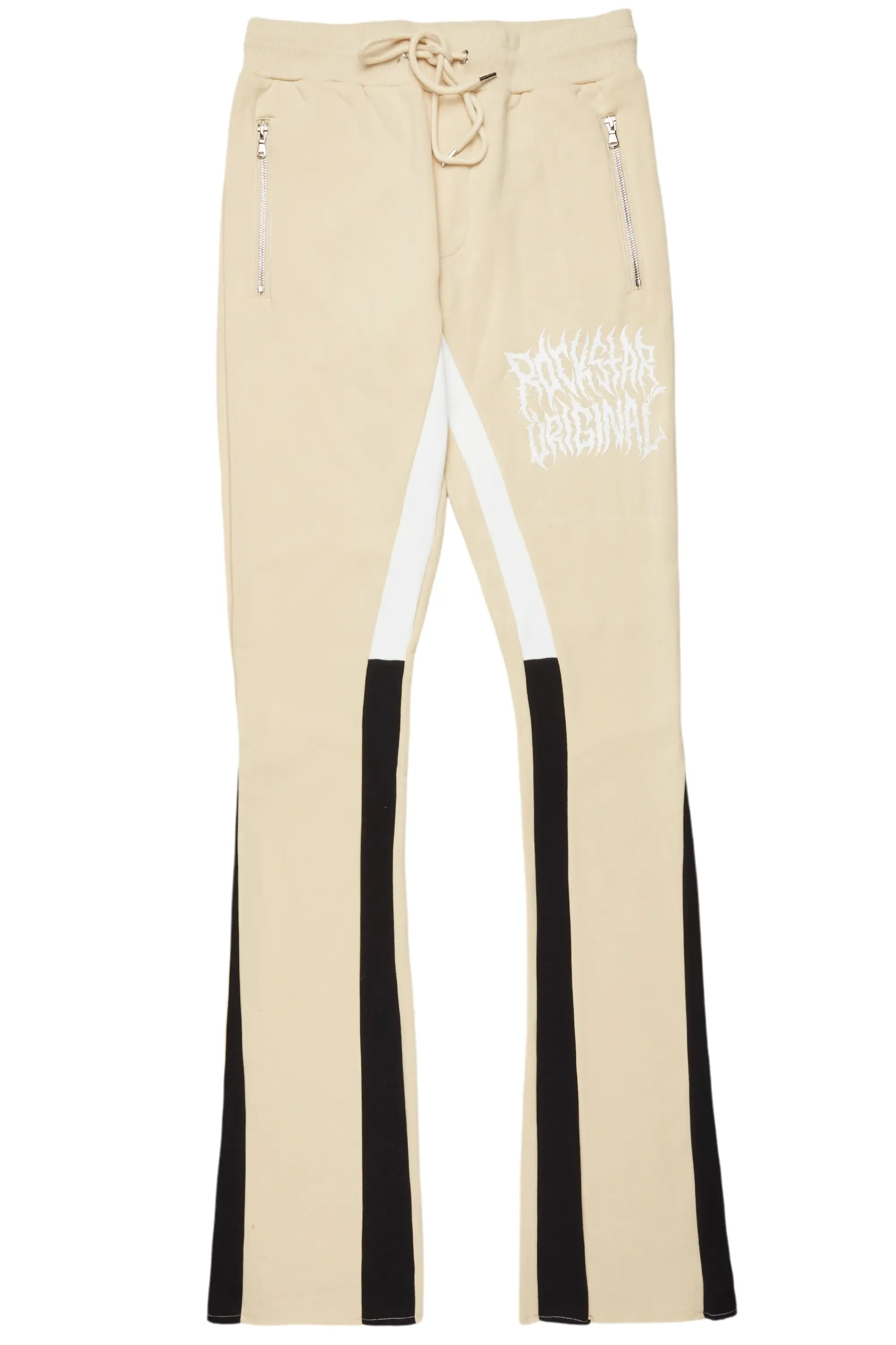 Flamur Beige Stacked Flare Pant sold by Rockstar Original