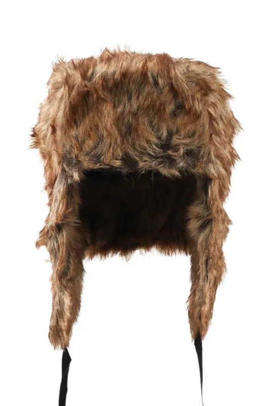 Sabin Brown Faux Fur Trapper Hat sold by Rockstar Original
