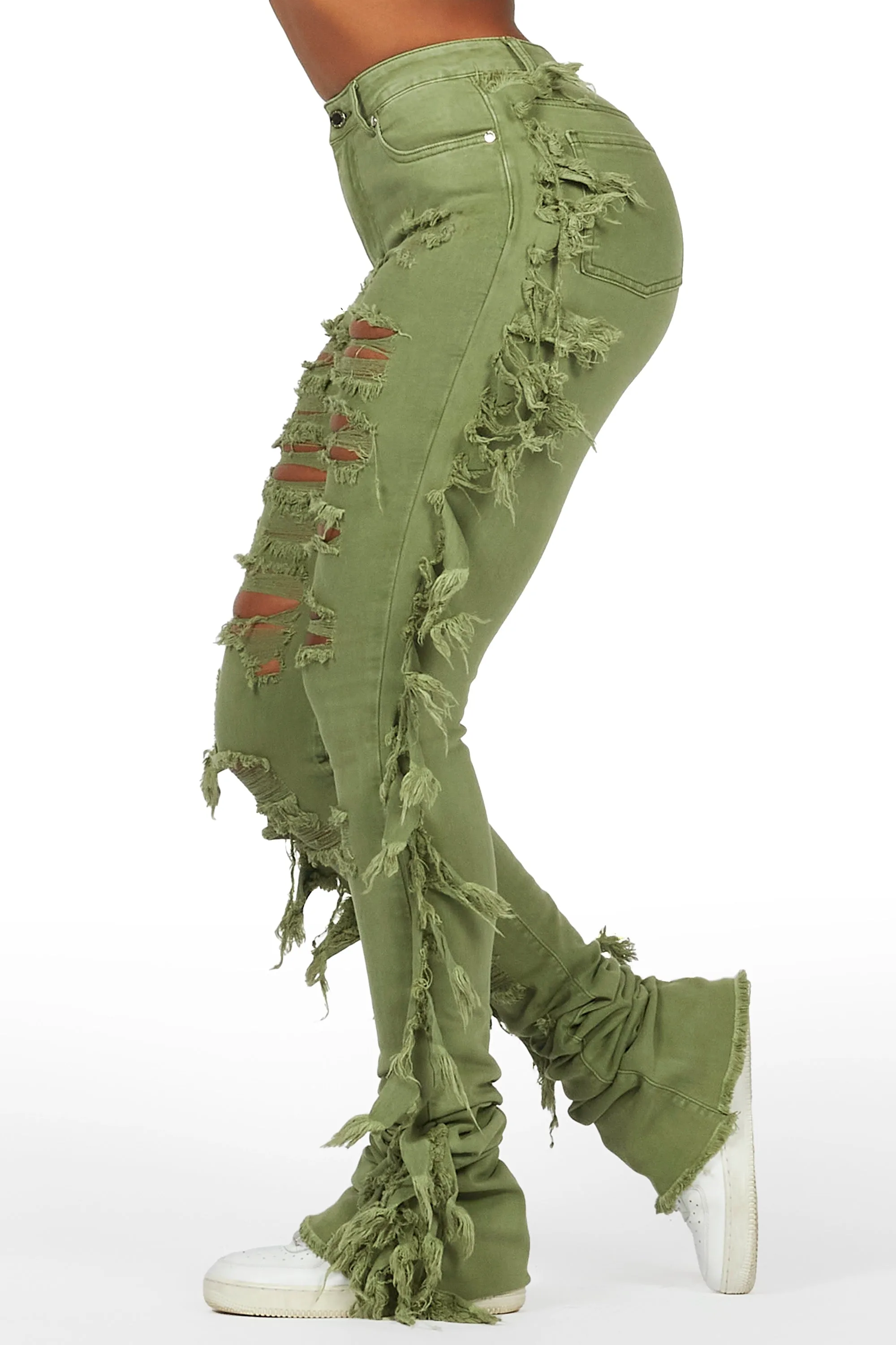 Cataleya Olive Super Stacked Jean sold by Rockstar Original product image thumbnail 3