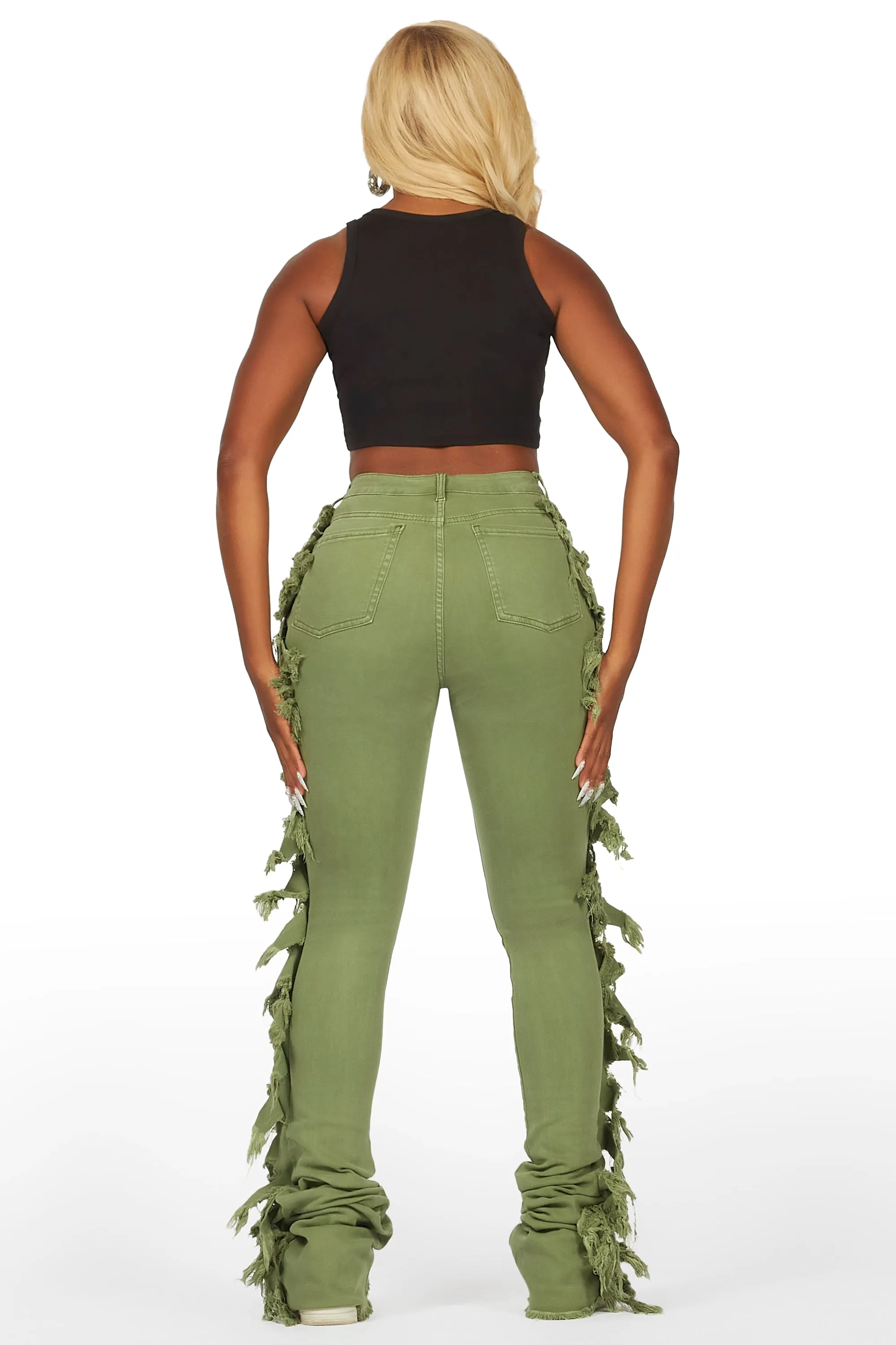 Cataleya Olive Super Stacked Jean sold by Rockstar Original product image thumbnail 5