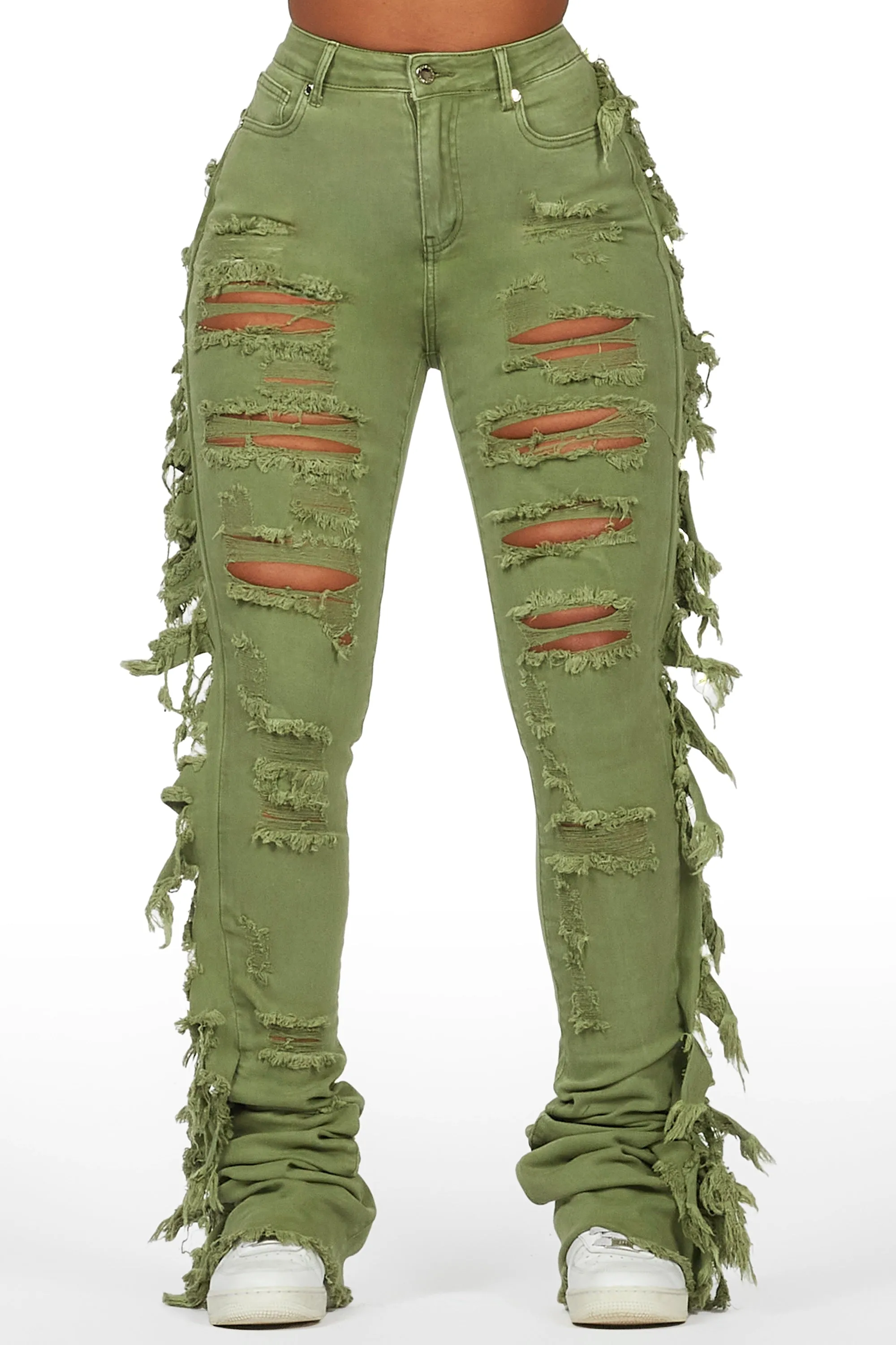 Cataleya Olive Super Stacked Jean sold by Rockstar Original