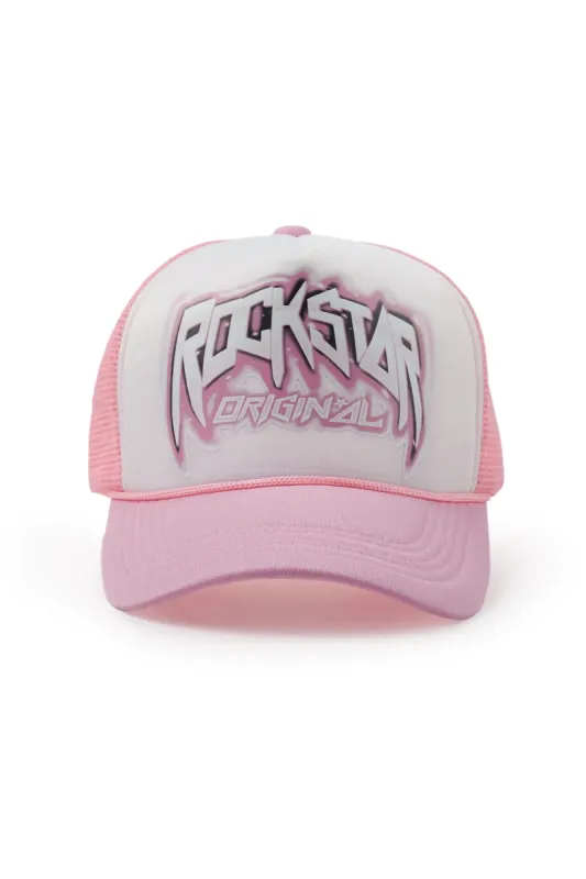 Gangsta White/Light Pink Trucker Hat sold by Rockstar Original