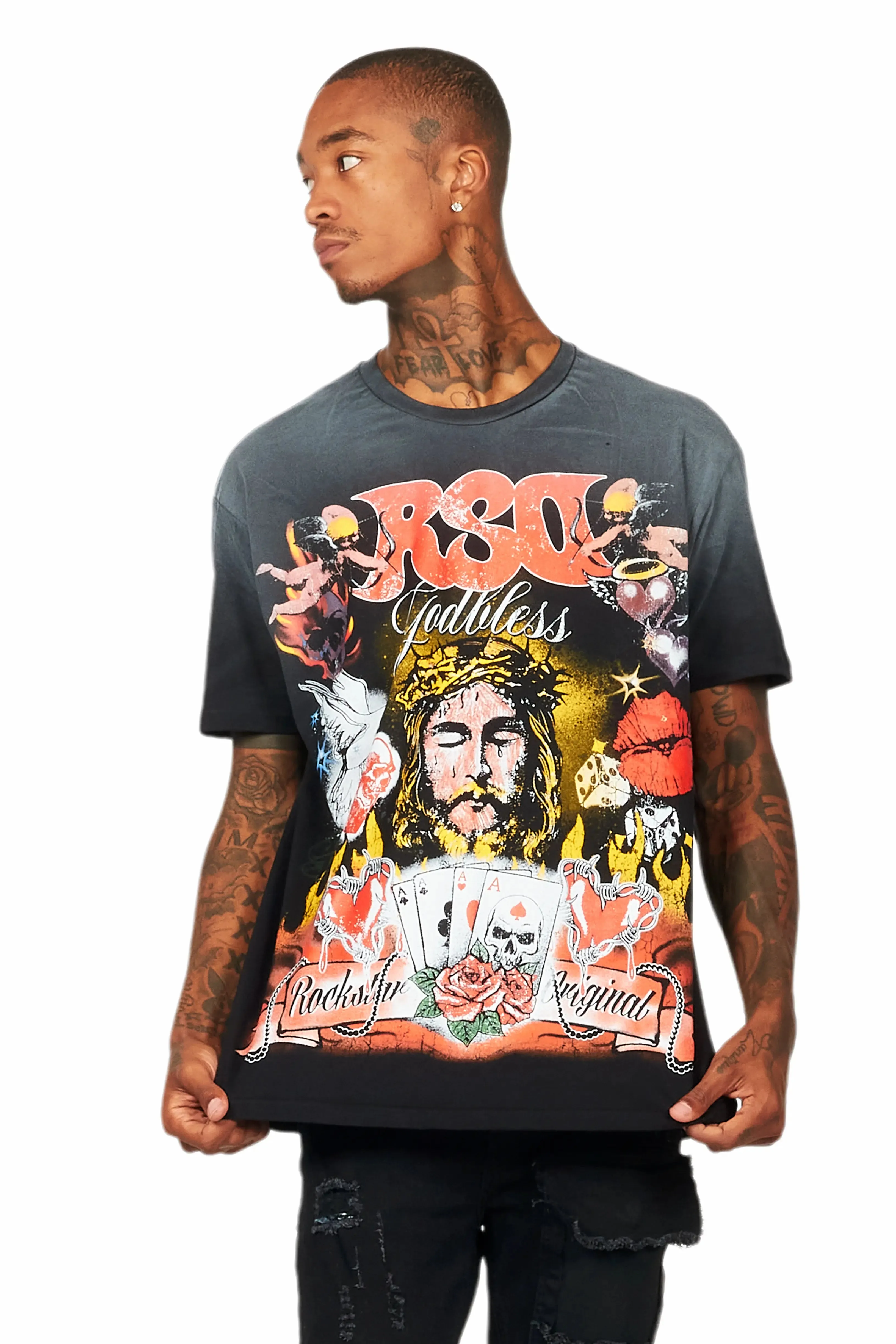 Germain Black Graphic Oversized T-Shirt sold by Rockstar Original product image thumbnail 2