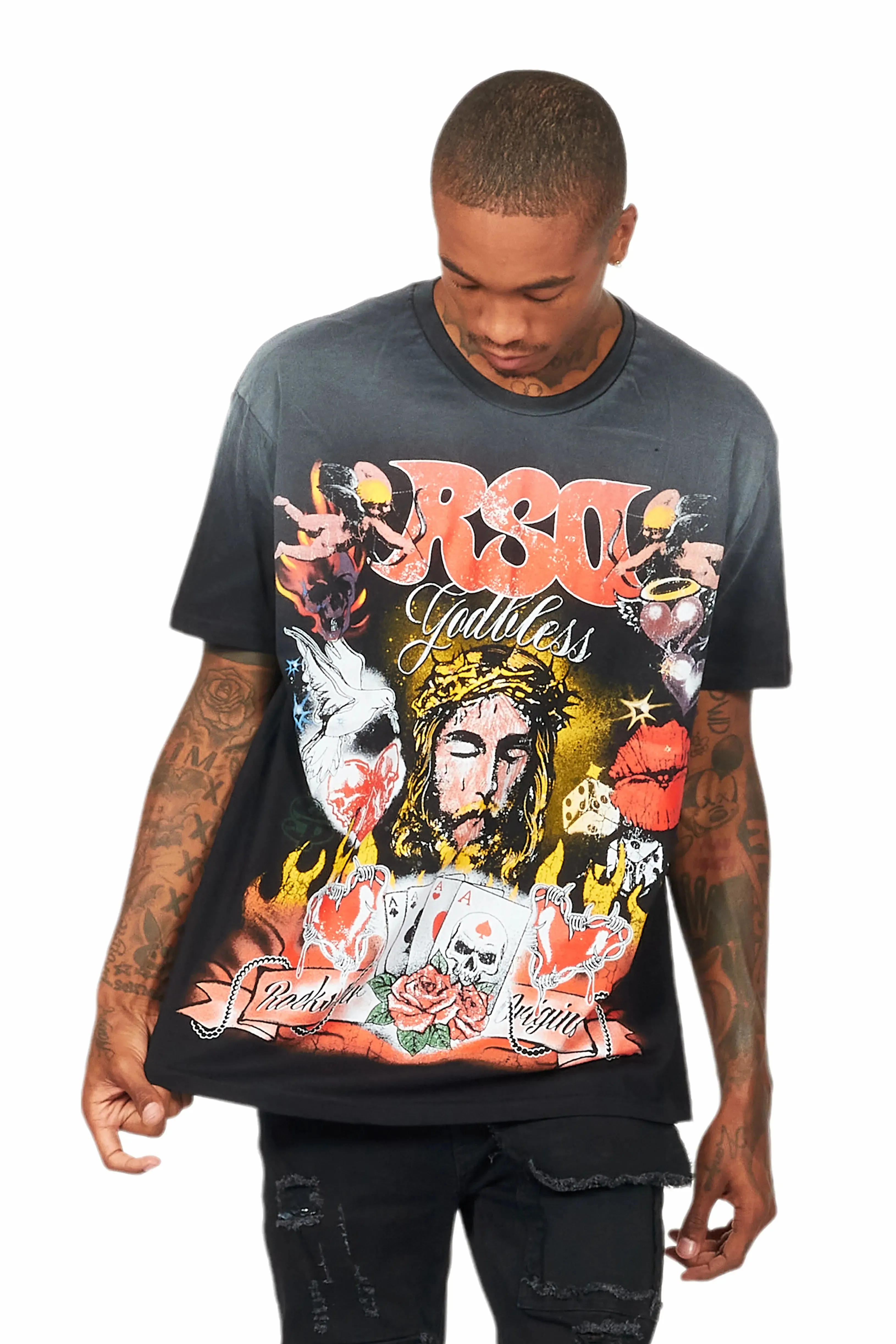 Germain Black Graphic Oversized T-Shirt sold by Rockstar Original product image thumbnail 3