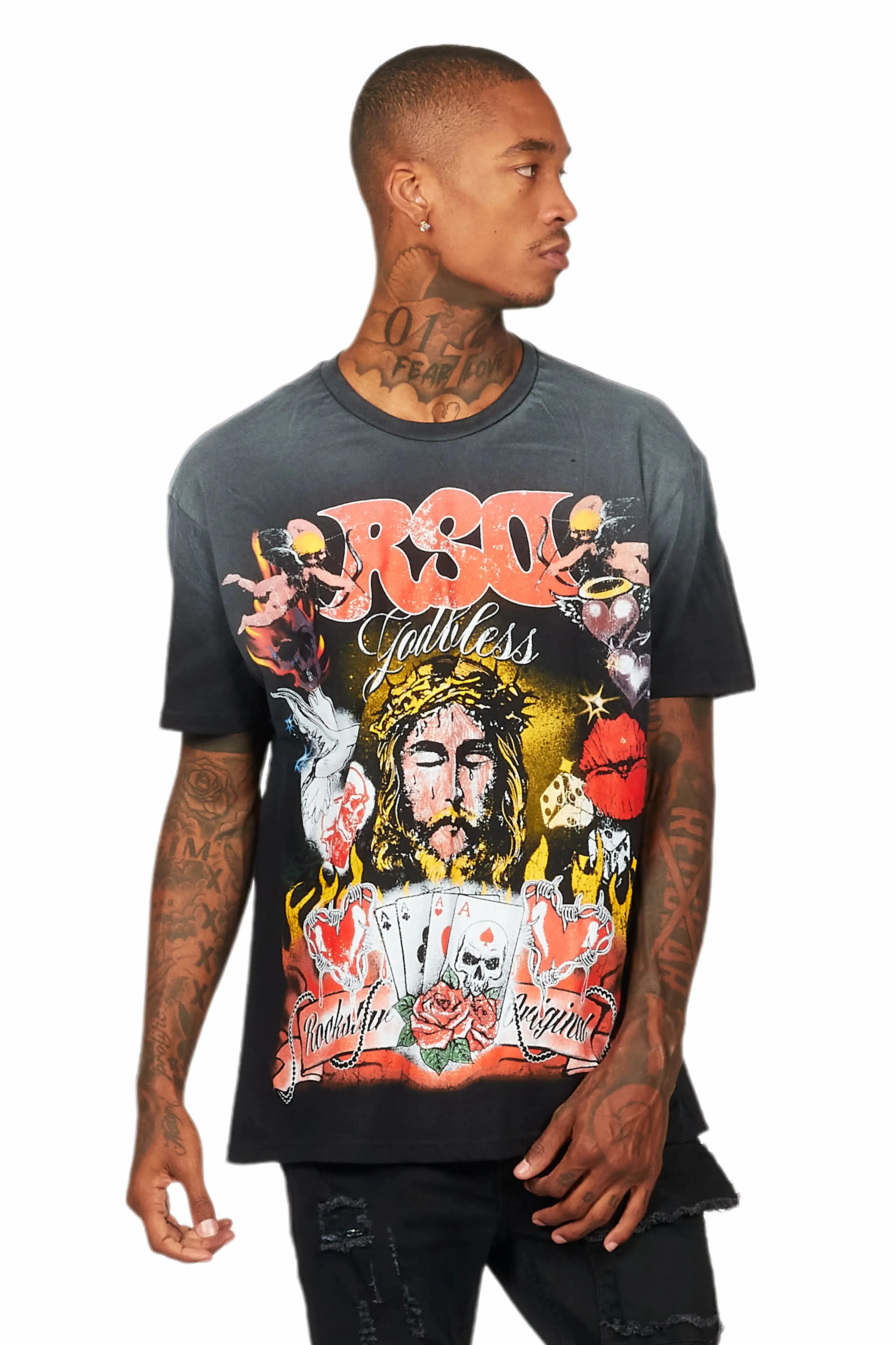 Germain Black Graphic Oversized T-Shirt sold by Rockstar Original