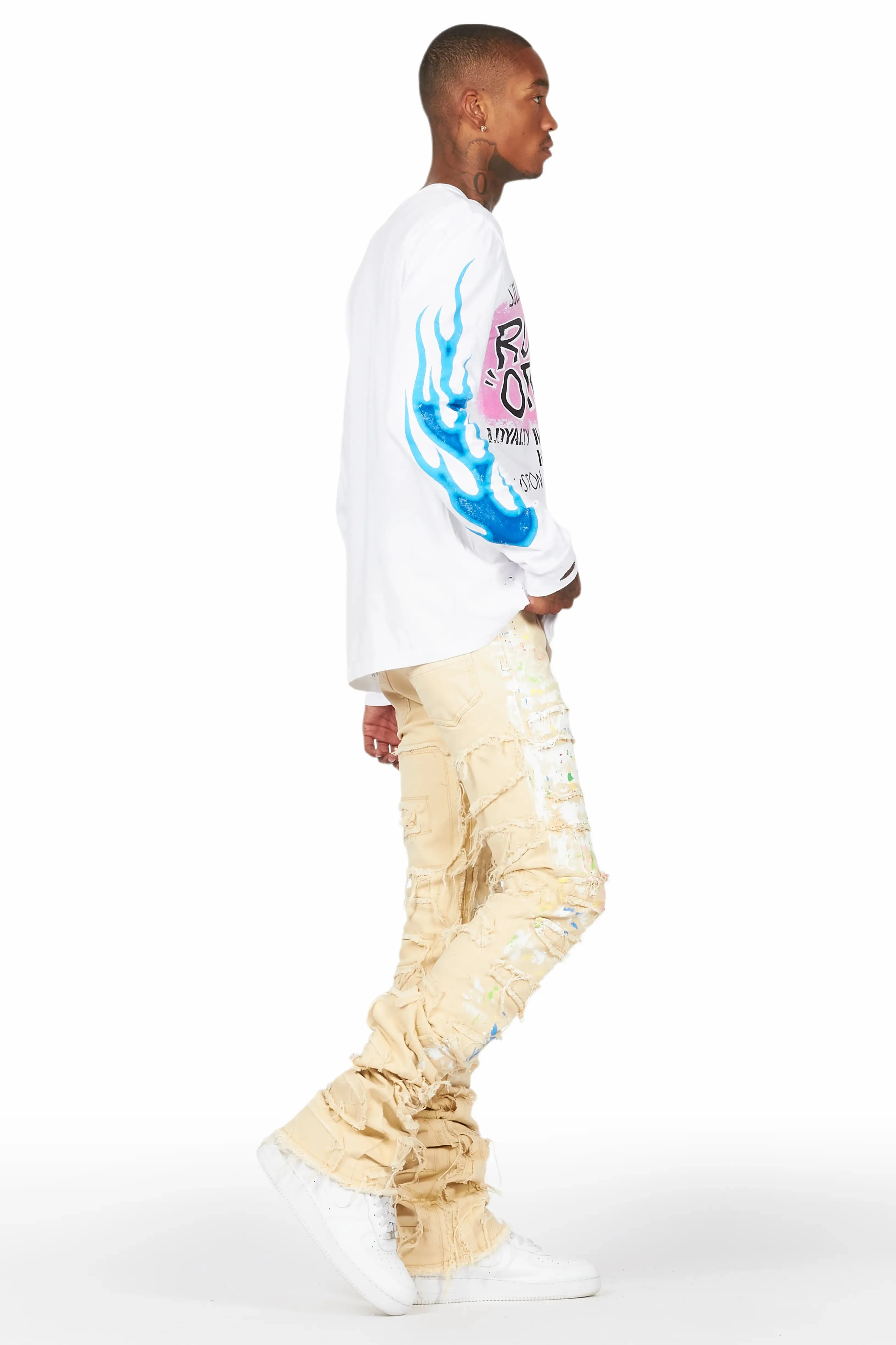 Fallon Beige Painter Super Stacked Flare Jean sold by Rockstar Original product image thumbnail 5