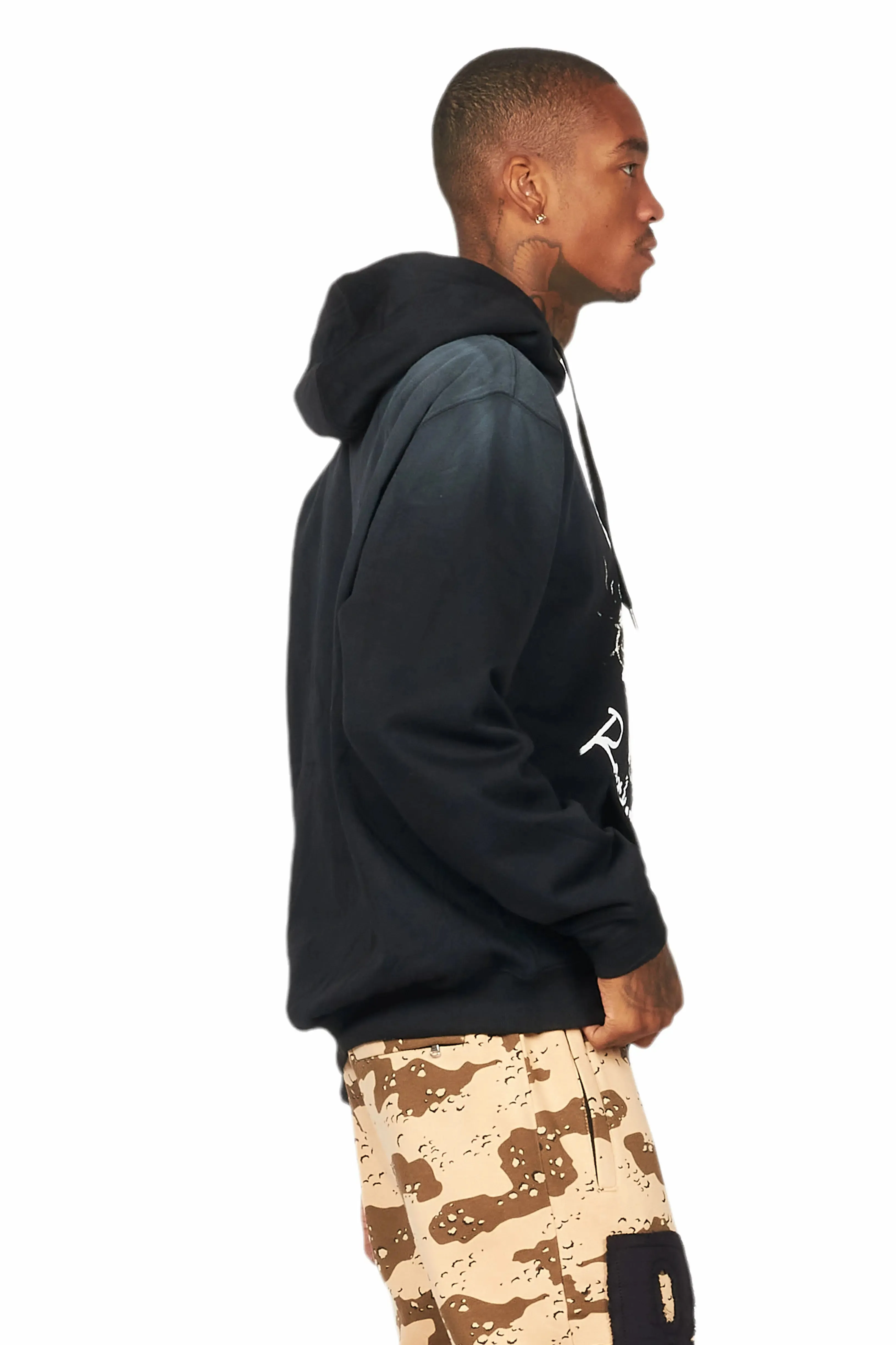 Kateo Black Graphic Distressed Hoodie sold by Rockstar Original product image thumbnail 2