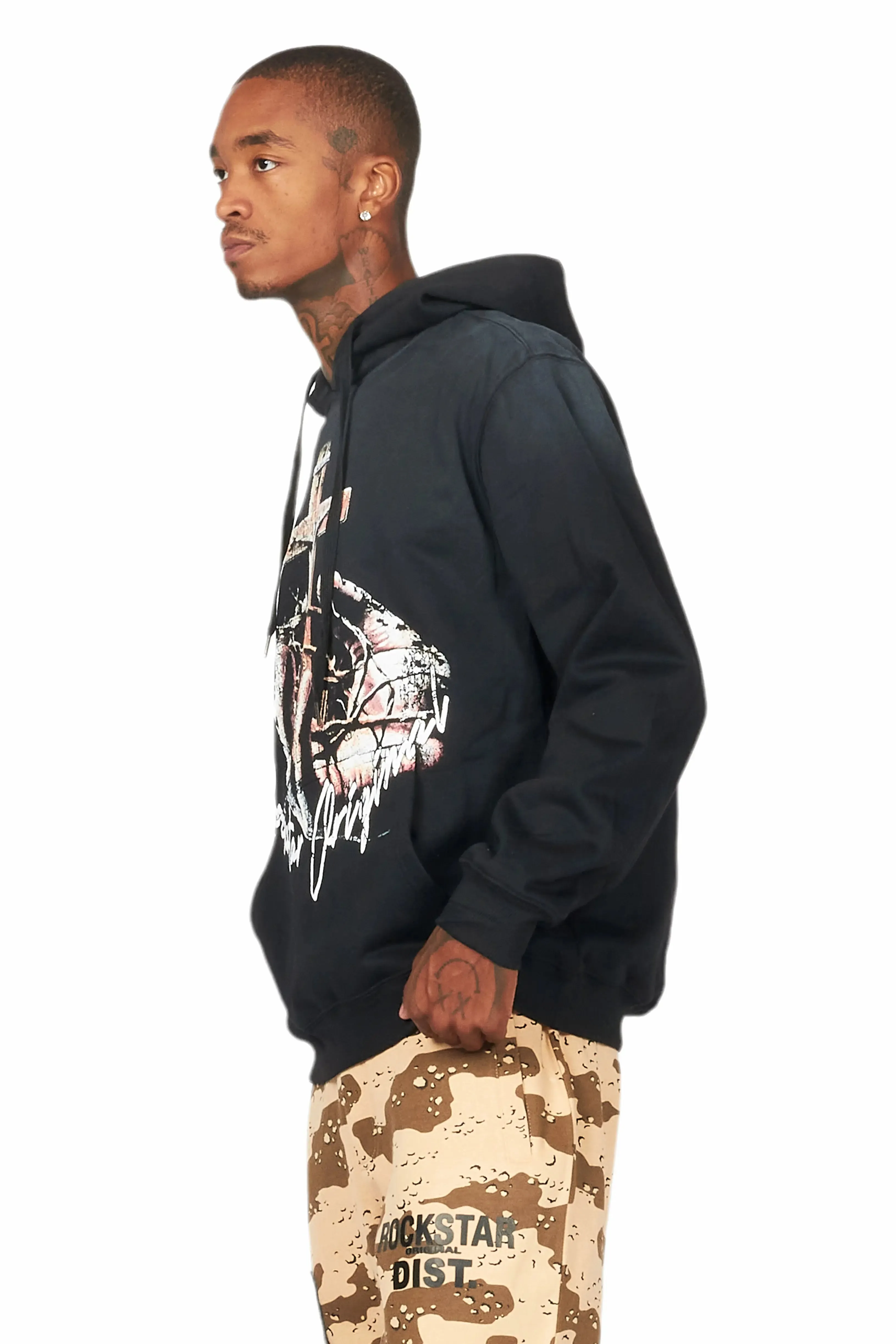 Kateo Black Graphic Distressed Hoodie sold by Rockstar Original product image thumbnail 4