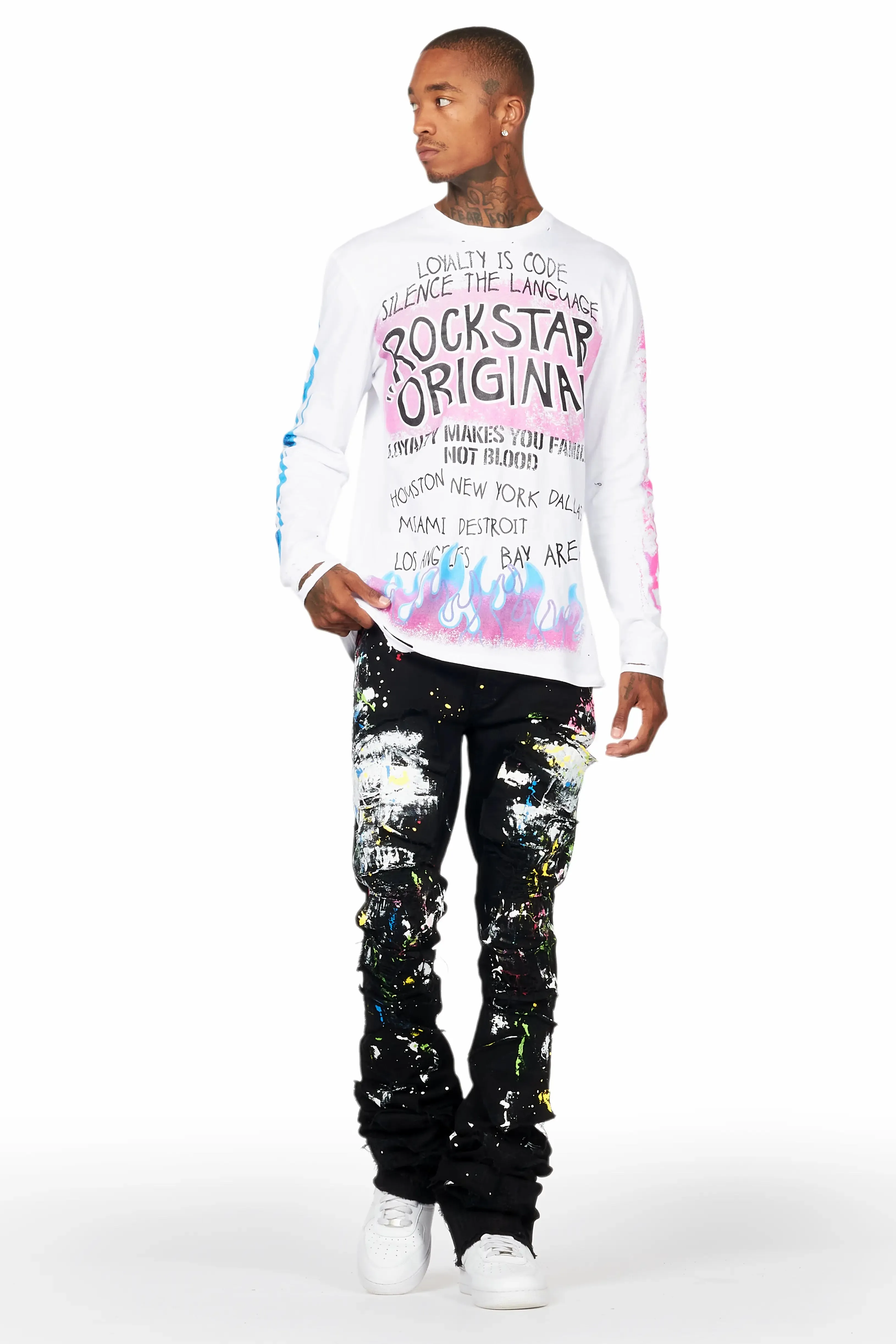 Dallon Black Painter Super Stacked Flare Jean sold by Rockstar Original product image thumbnail 3