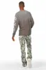 Callias Green Camo Painter Stacked Flare Jean sold by Rockstar Original