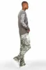 Callias Green Camo Painter Stacked Flare Jean sold by Rockstar Original
