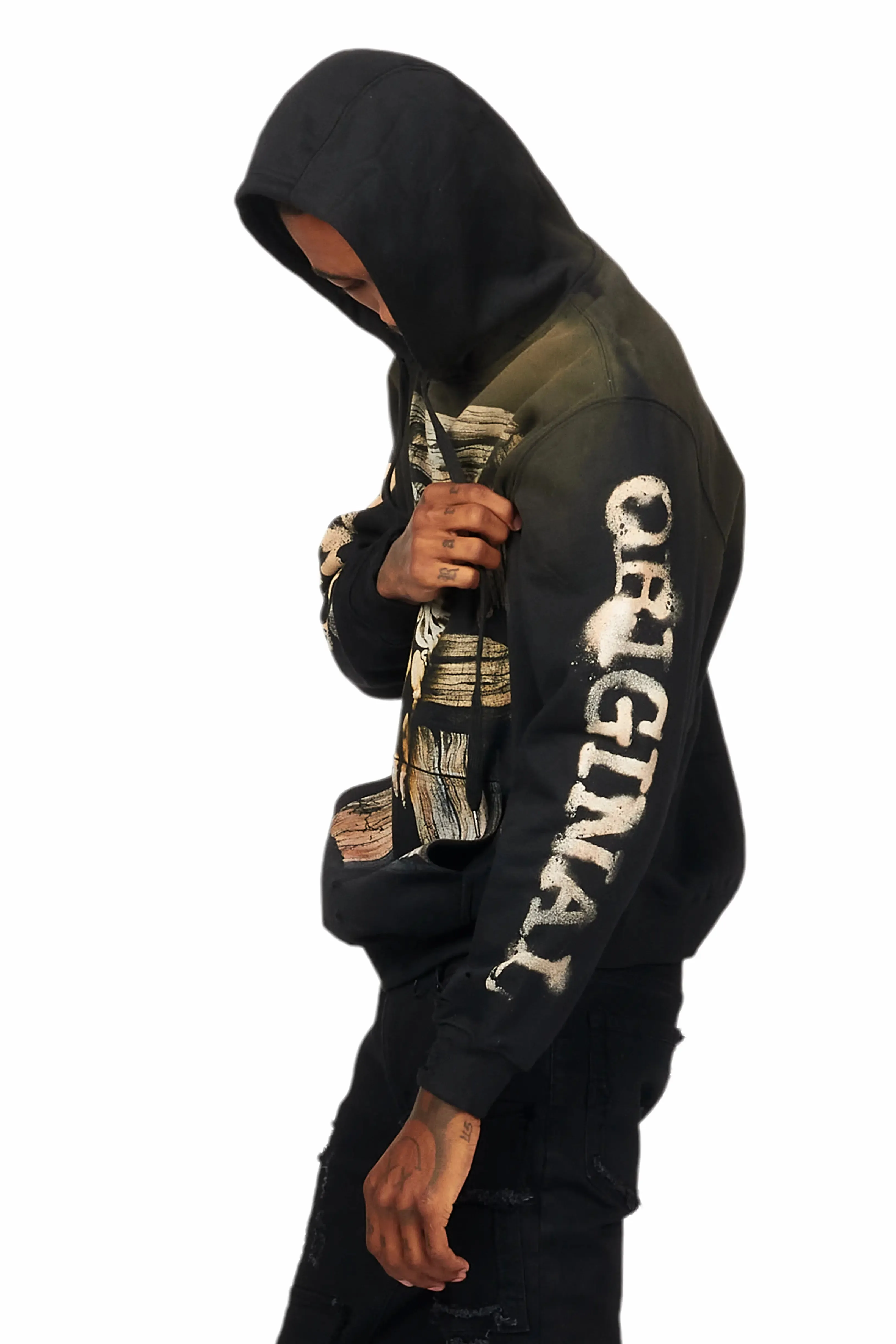 Panos Black Graphic Distressed Hoodie sold by Rockstar Original product image thumbnail 3