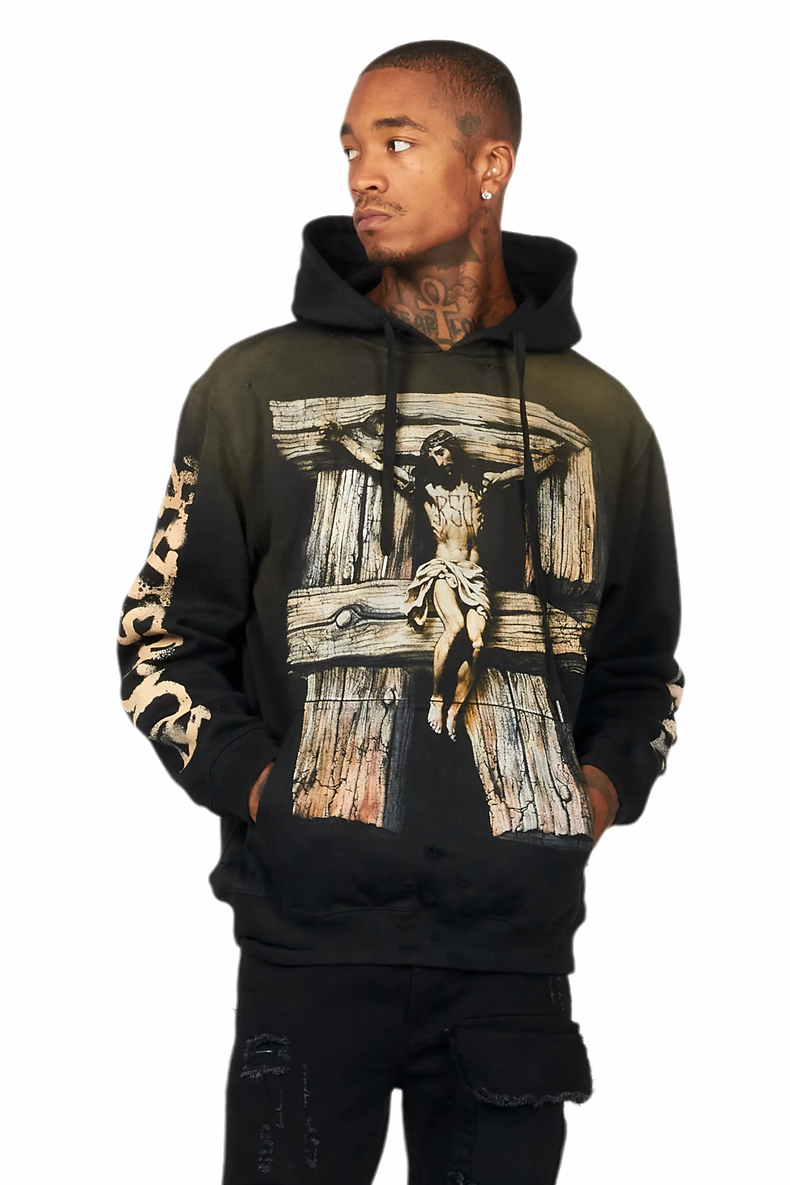 Panos Black Graphic Distressed Hoodie sold by Rockstar Original