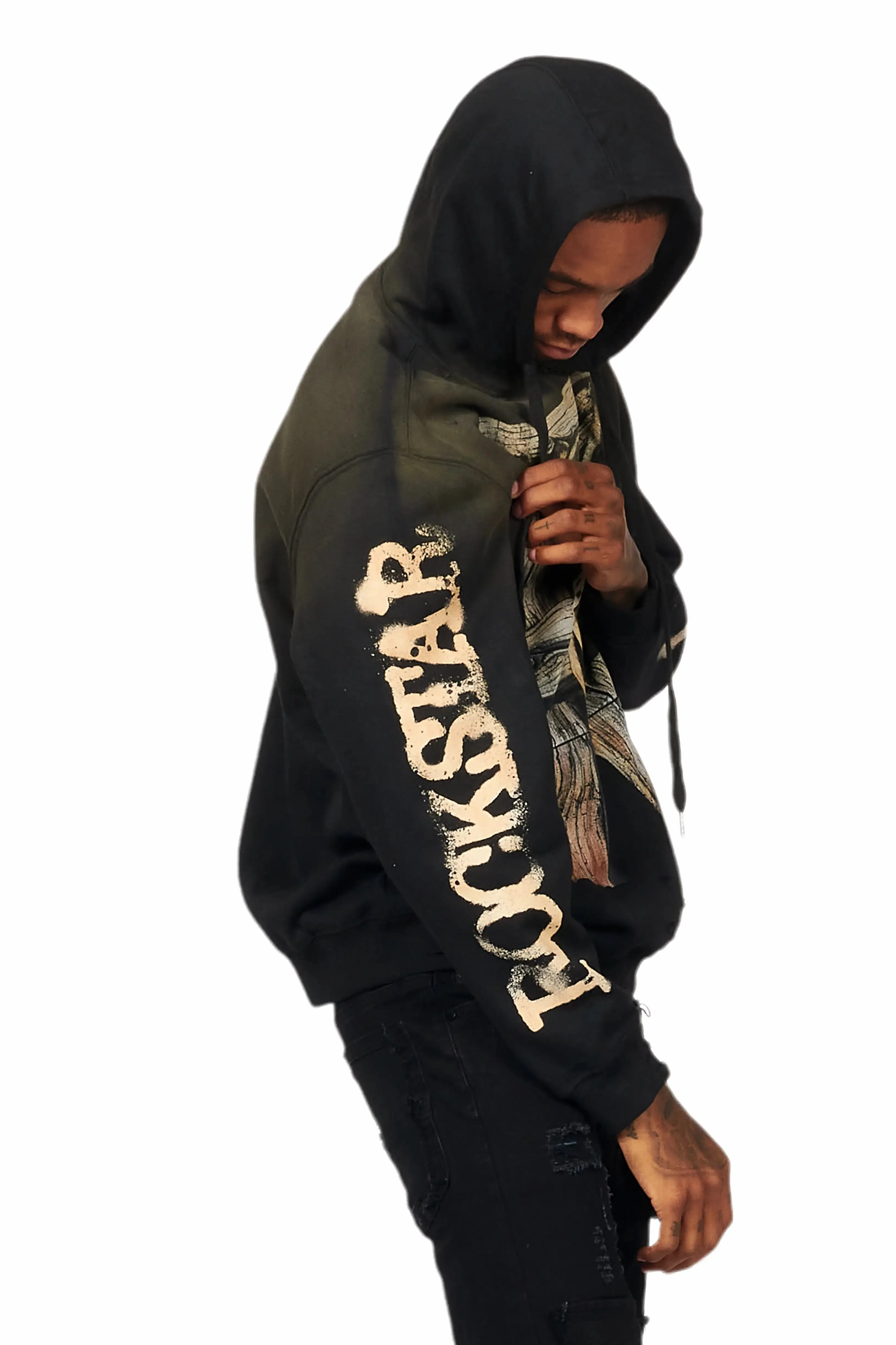 Panos Black Graphic Distressed Hoodie sold by Rockstar Original product image thumbnail 4