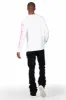 Beno White Long Sleeve Distressed Graphic T-Shirt sold by Rockstar Original