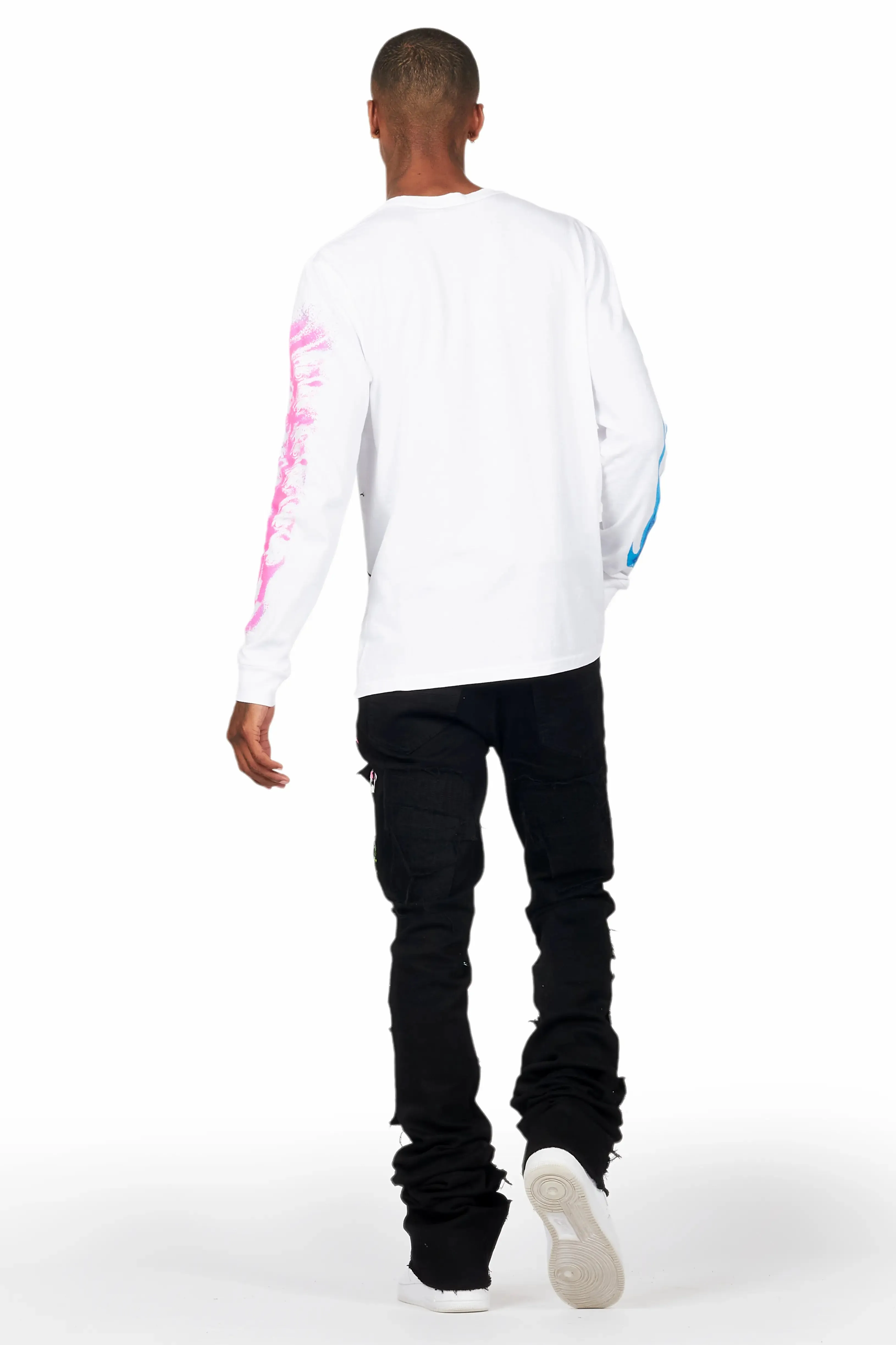 Beno White Long Sleeve Distressed Graphic T-Shirt sold by Rockstar Original product image thumbnail 5