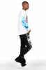 Beno White Long Sleeve Distressed Graphic T-Shirt sold by Rockstar Original