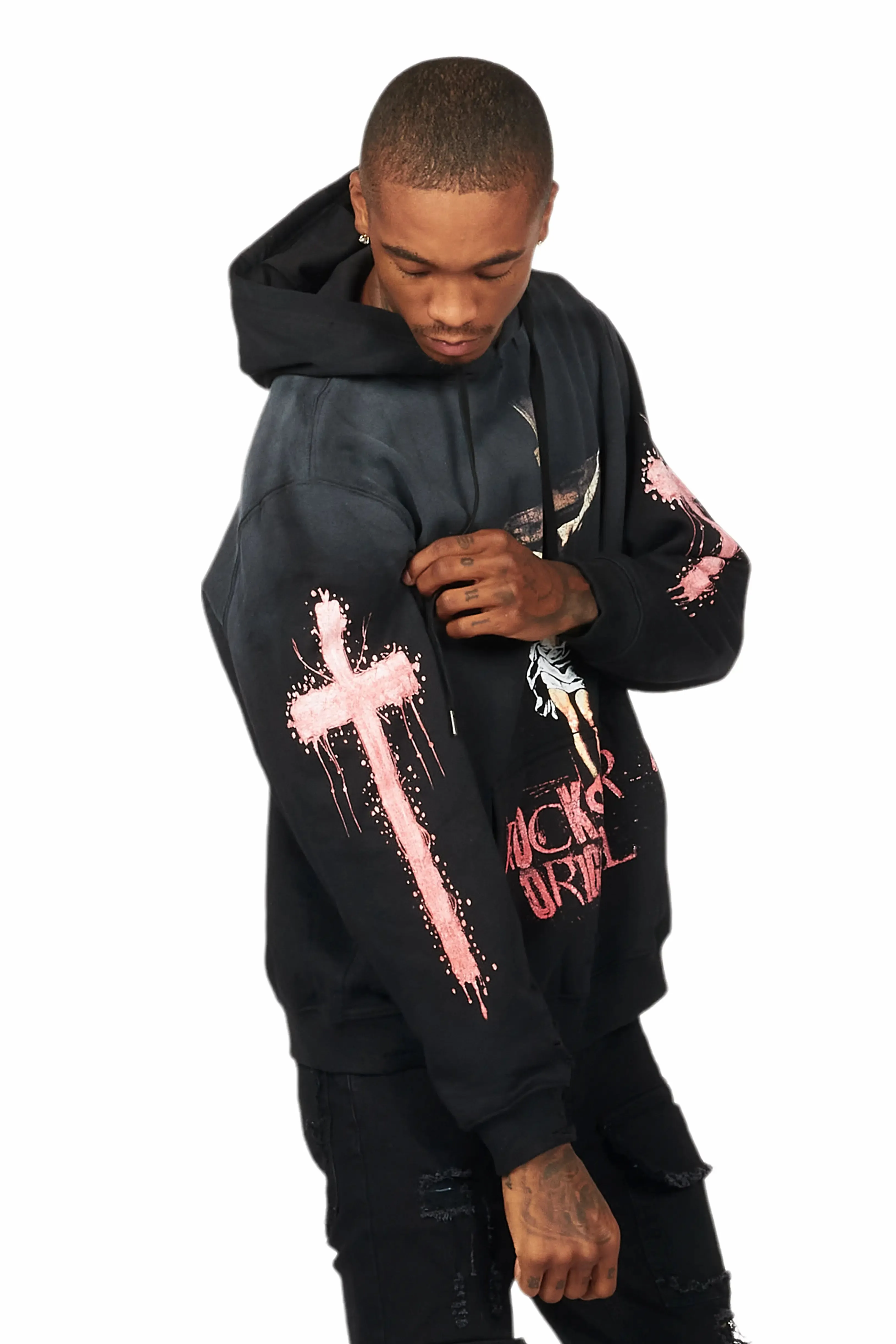 Barke Black Graphic Distressed Hoodie sold by Rockstar Original product image thumbnail 4