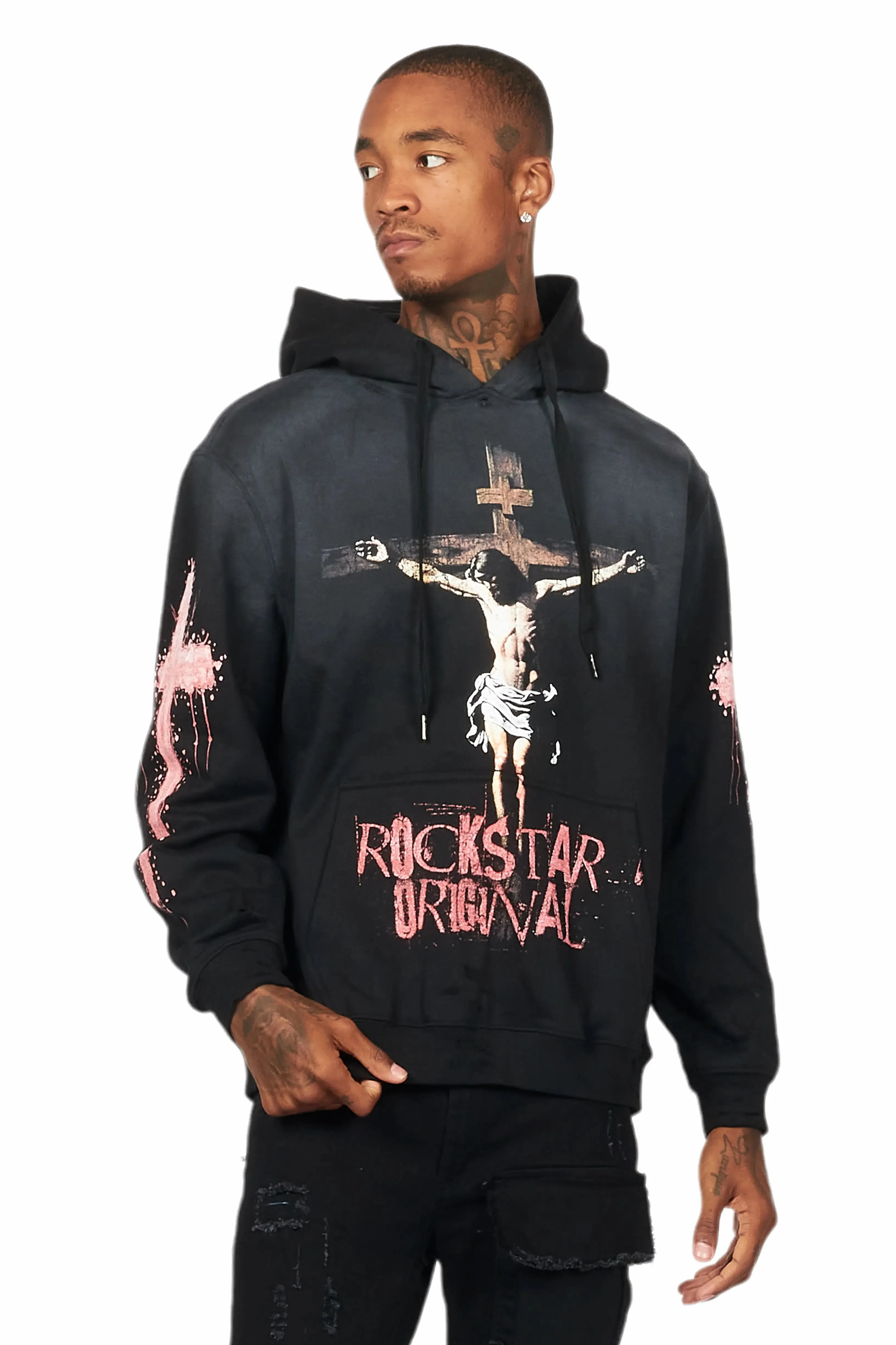 Barke Black Graphic Distressed Hoodie sold by Rockstar Original product image thumbnail 2