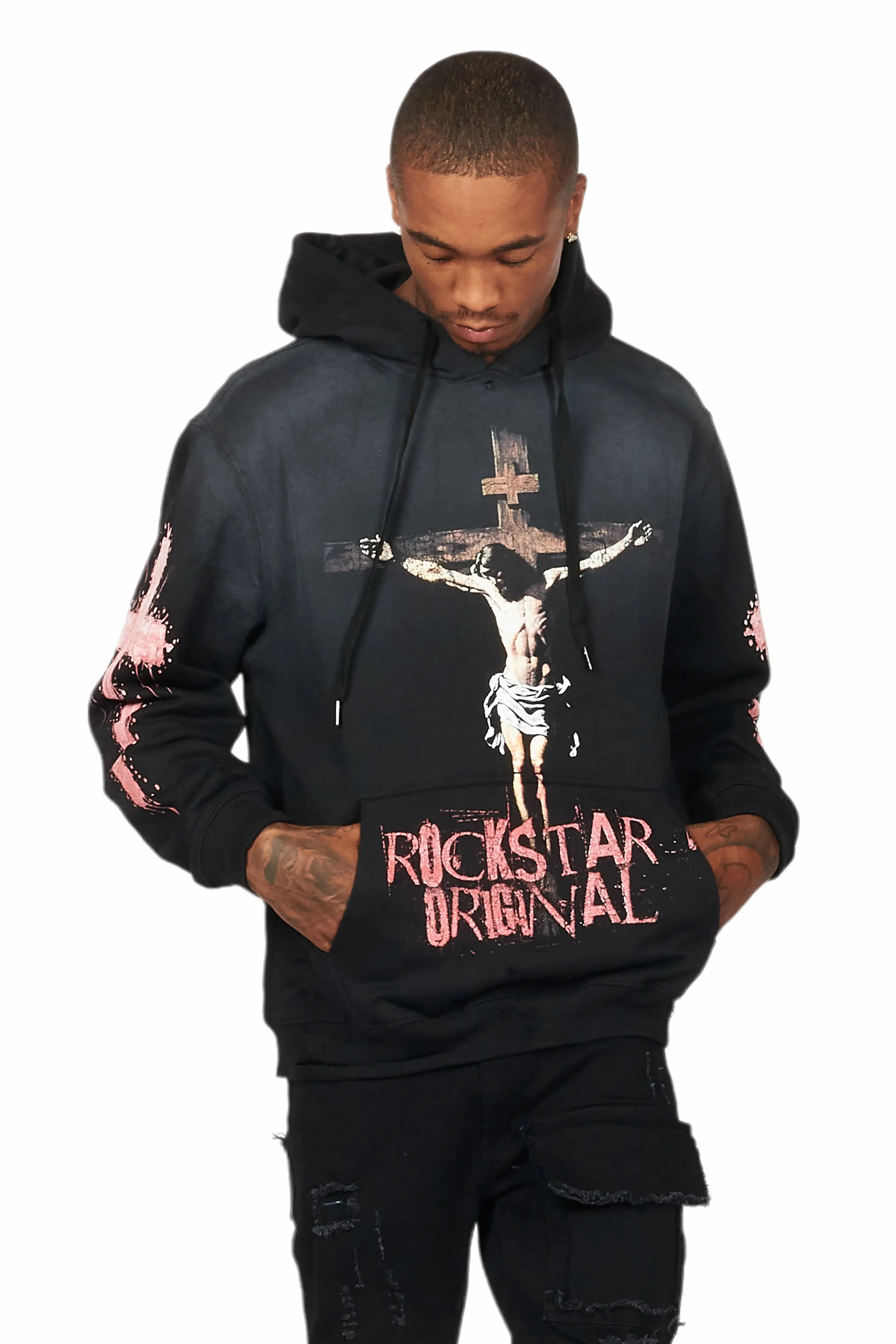 Barke Black Graphic Distressed Hoodie sold by Rockstar Original product image thumbnail 3