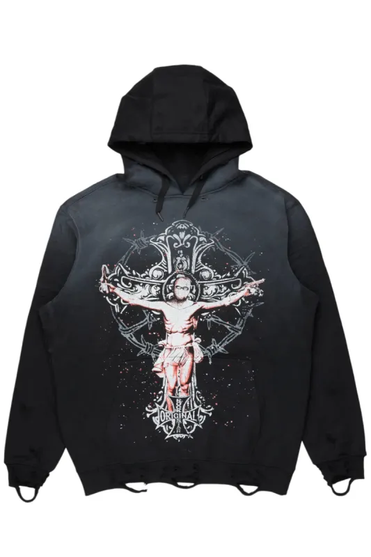 Ojas Black Graphic Distressed Hoodie sold by Rockstar Original