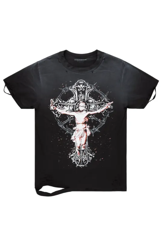 Ojas Black Graphic Oversized T-Shirt sold by Rockstar Original