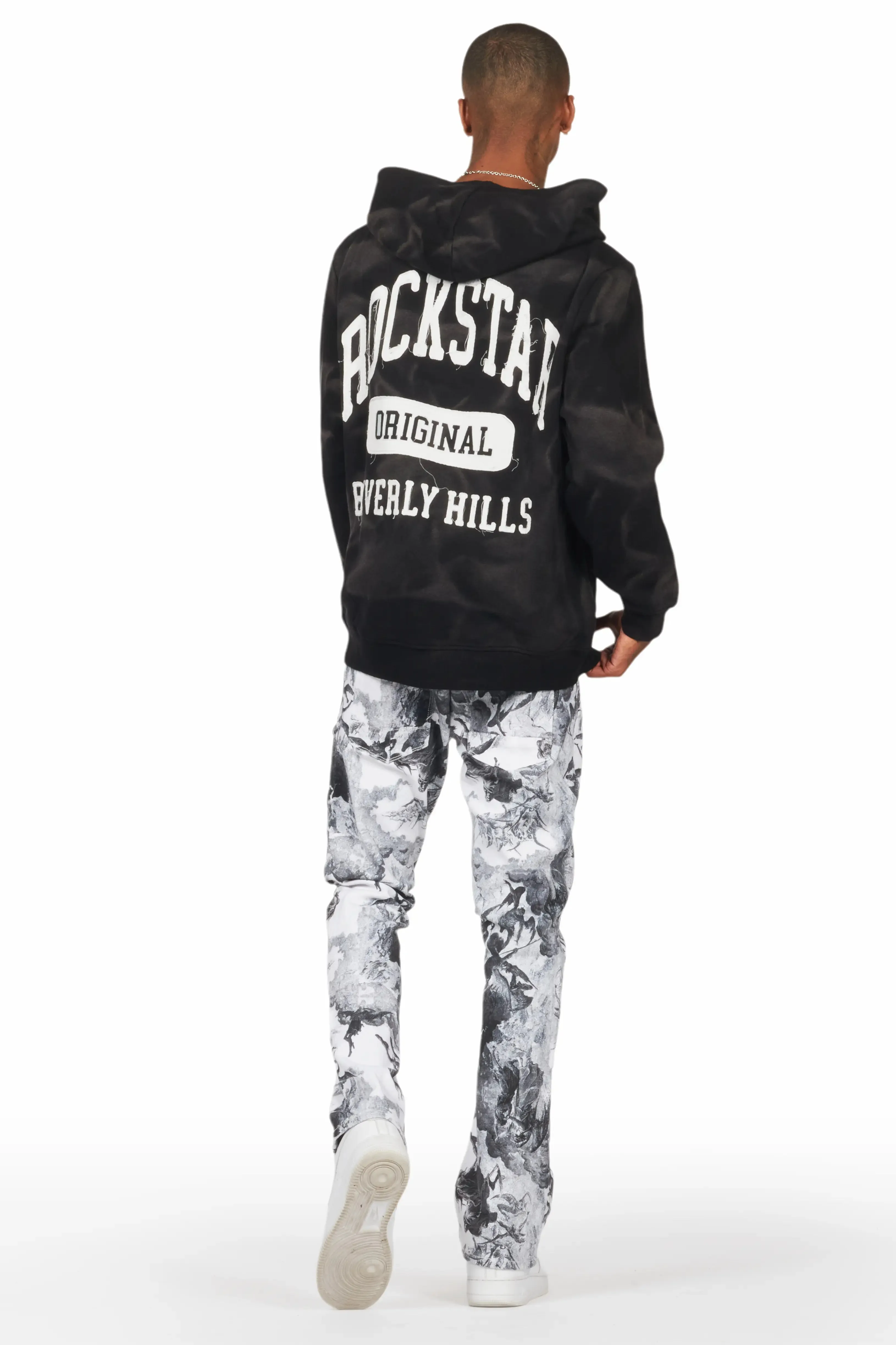 Jacop White Printed Stacked Flare Jean sold by Rockstar Original product image thumbnail 4